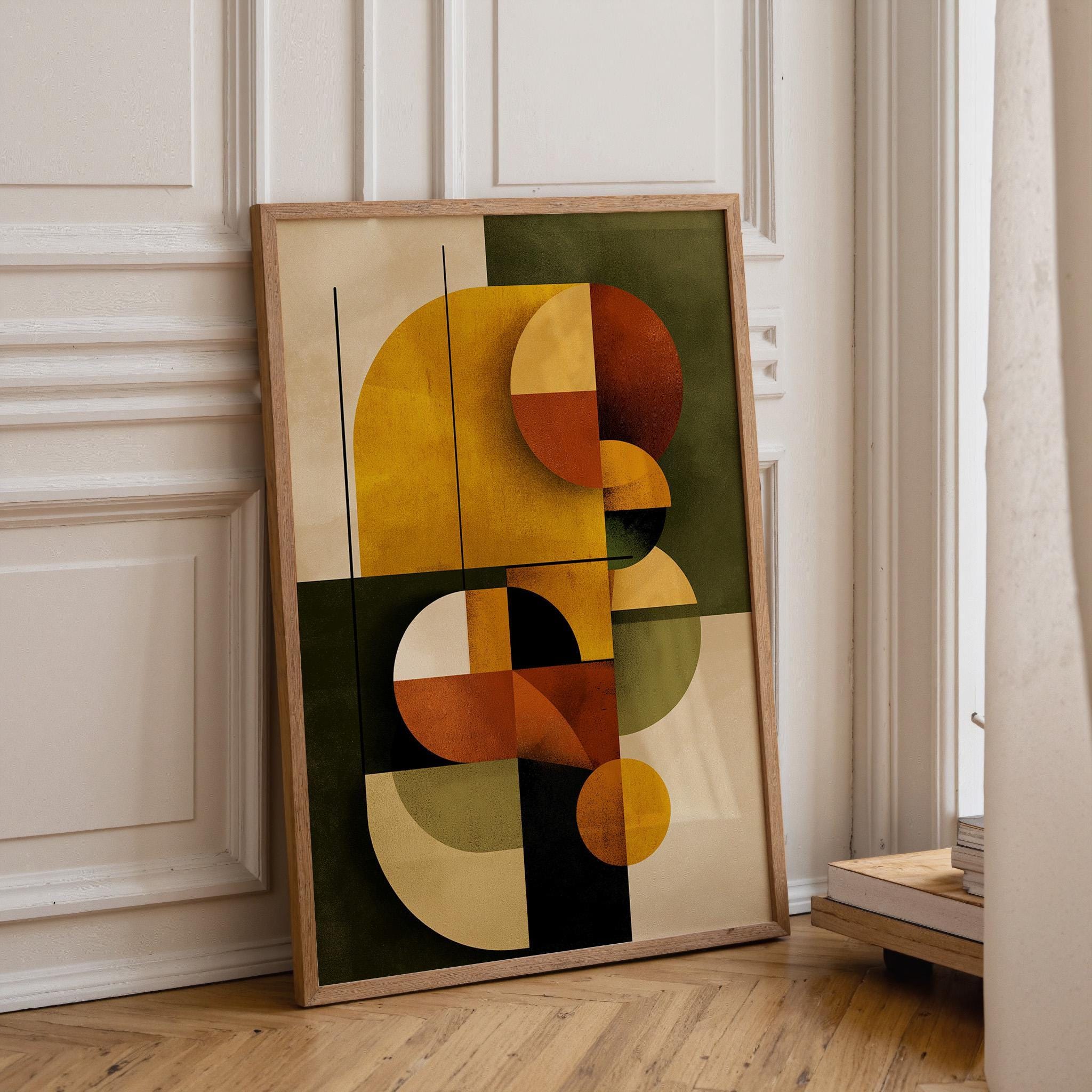 Mid-Century Modern Retro Abstract Shapes Geometric Wall Art by The Wall Art Studio - physical
