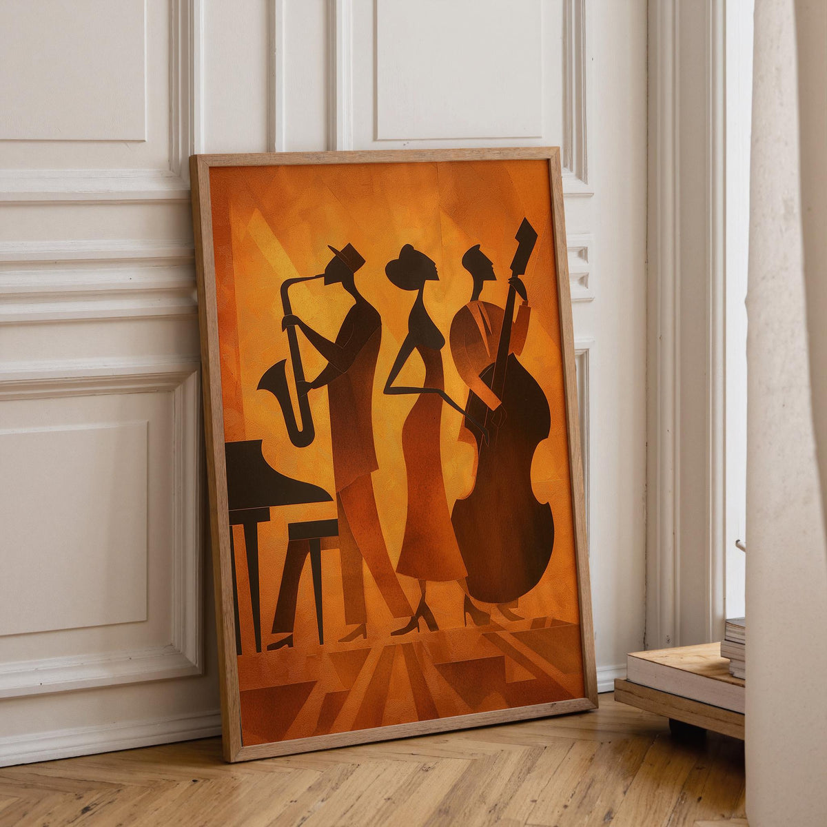 Vintage Red & Gold Art Deco Jazz Band Wall Art by The Wall Art Studio