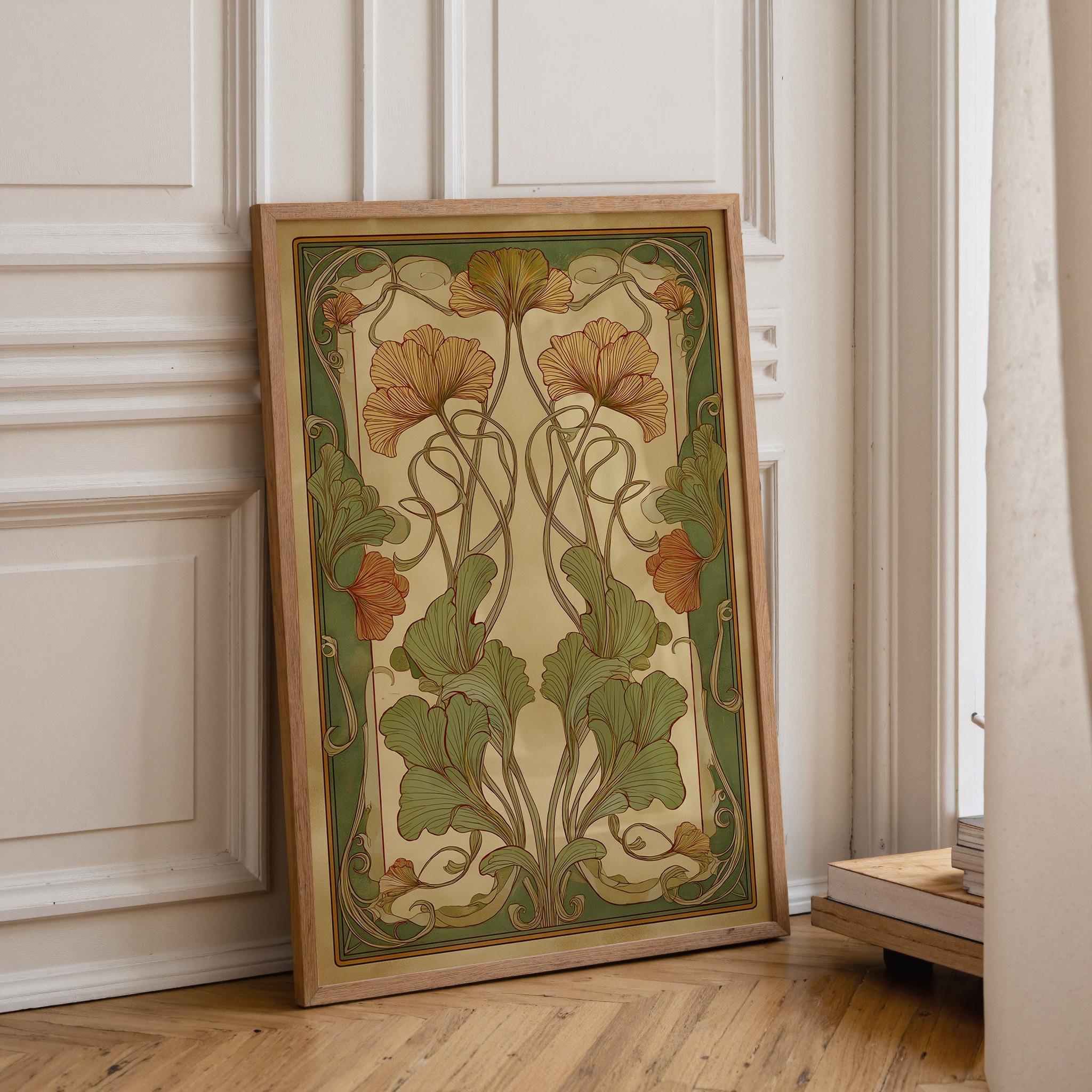 Art Nouveau Thistle William Morris Style Floral Vintage Botanical Wall Art by The Wall Art Studio
