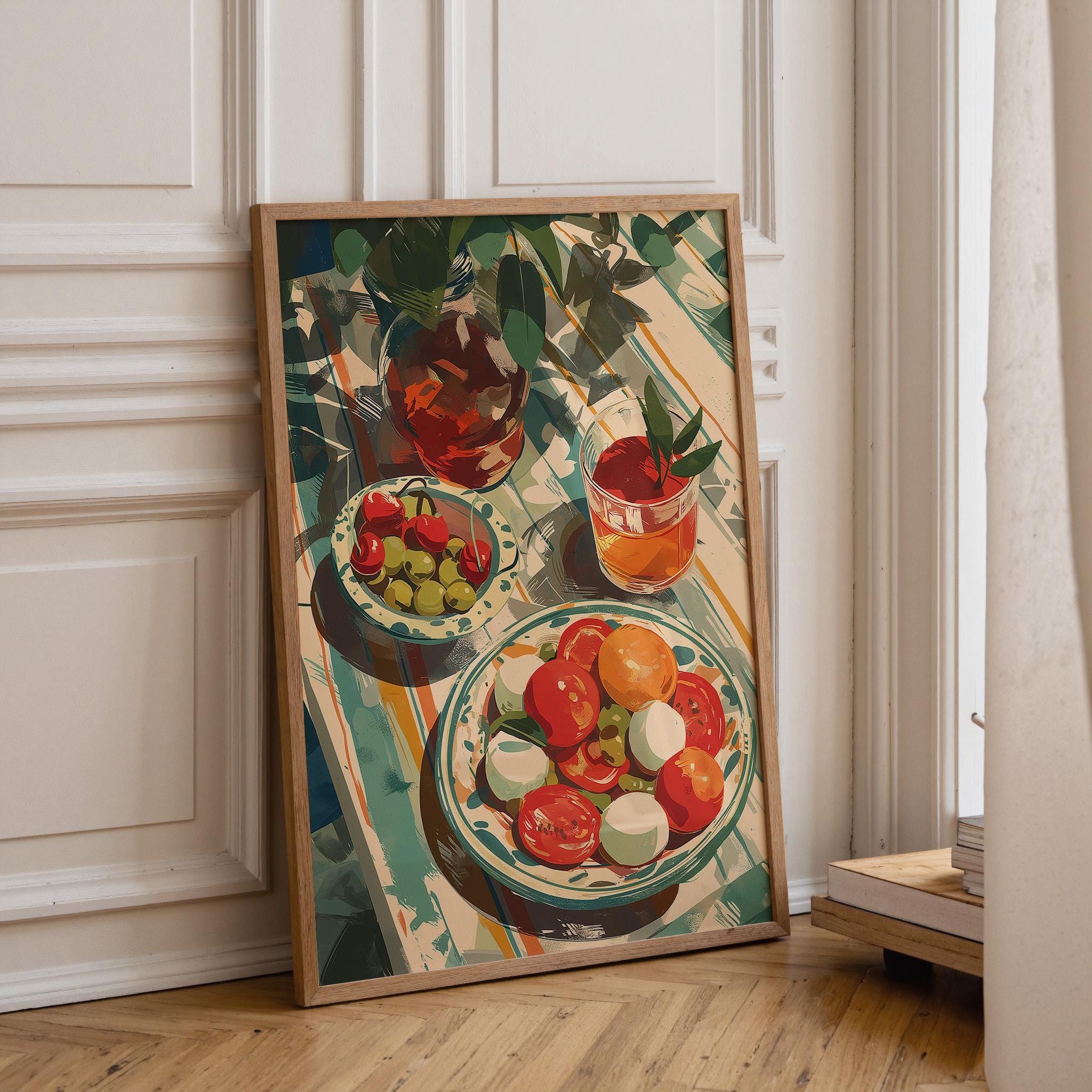 Mediterranean Kitchen Tomato & Mozzarella Italian Food Wall Art