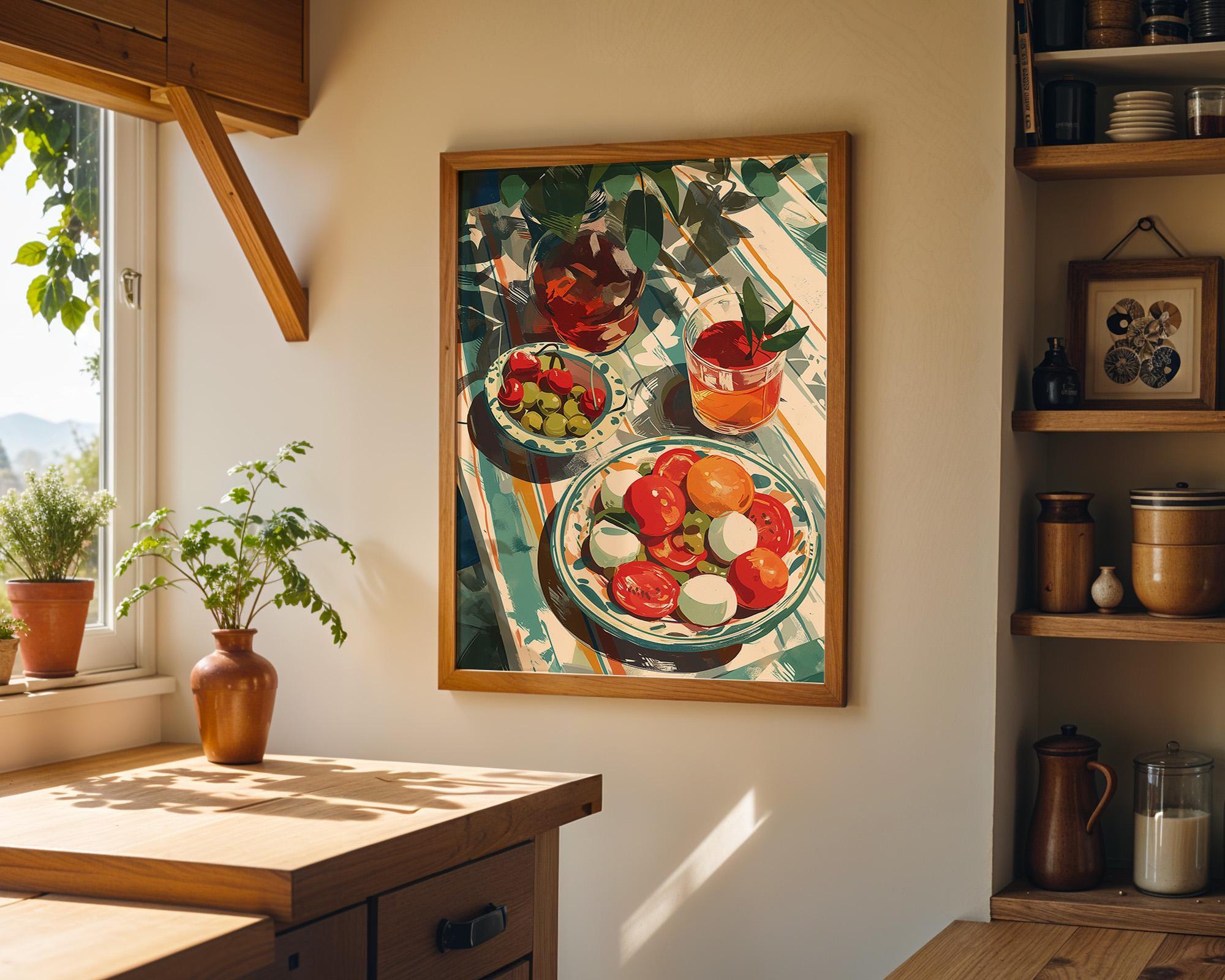 Mediterranean Kitchen Tomato & Mozzarella Italian Food Wall Art