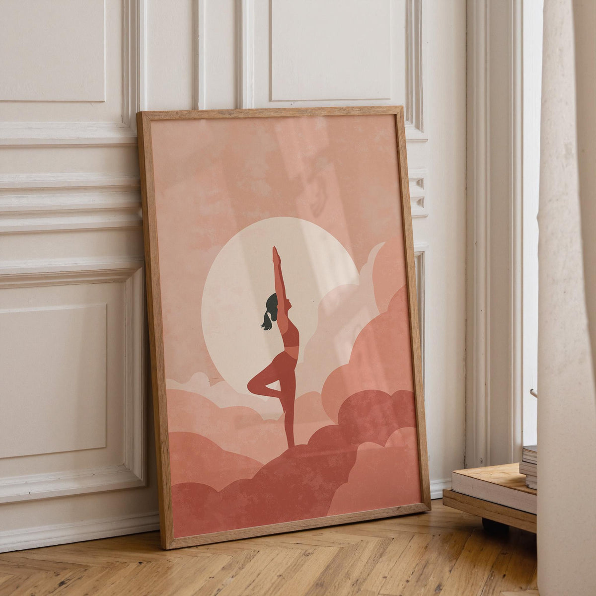 Pink Yoga Minimalist Meditation Boho Wellness Wall Art