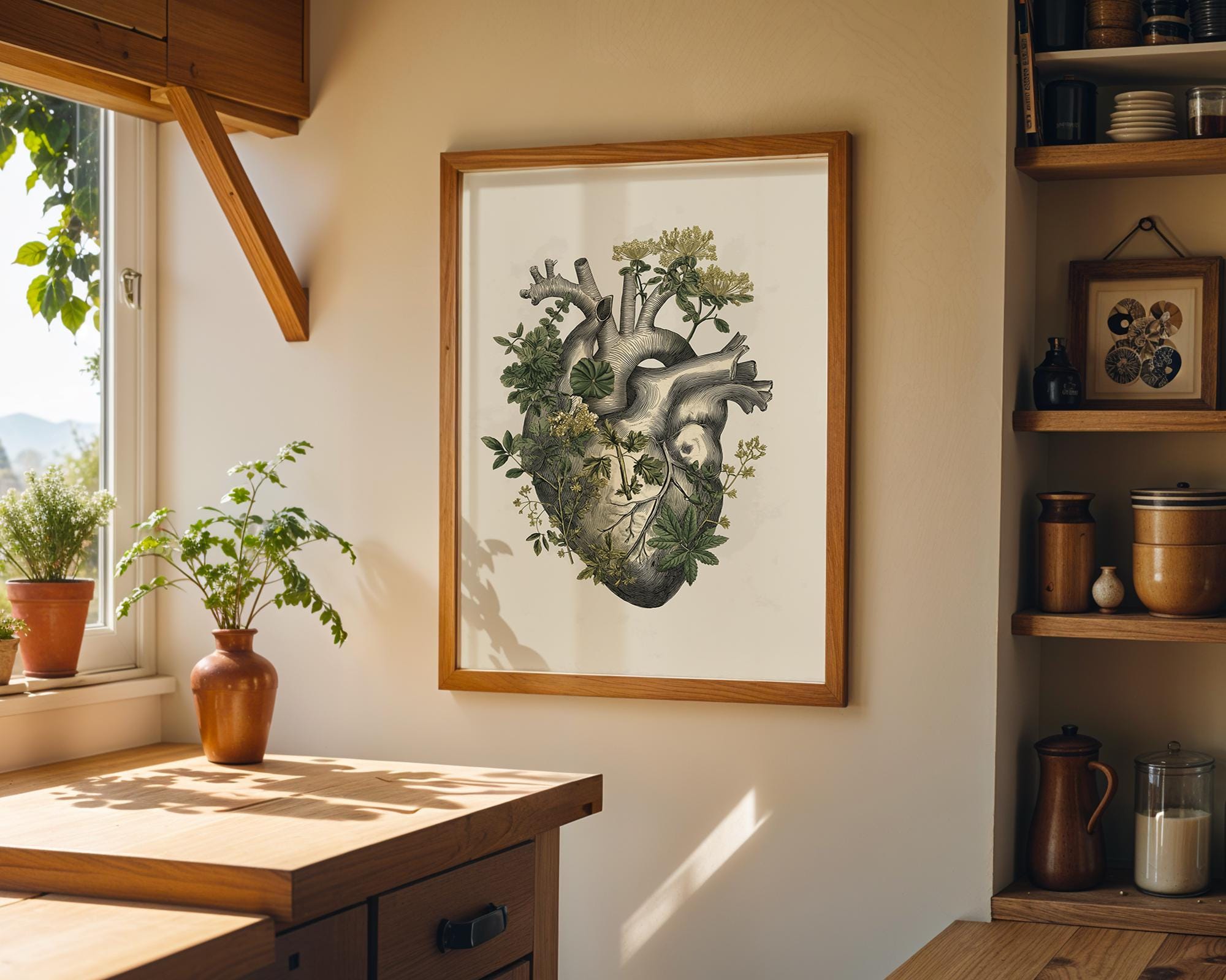 Botanical Anatomical Heart Vintage Medical Illustration Wall Art