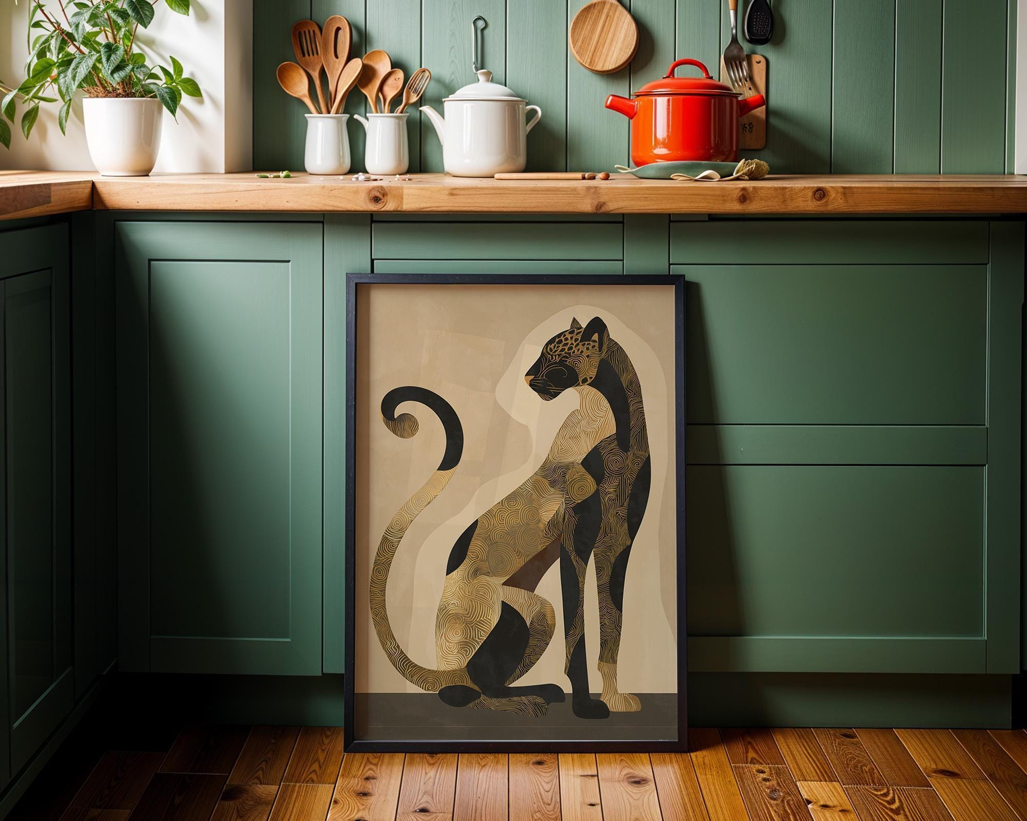 Black and Gold Art Deco Leopard Wall Art by The Wall Art Studio