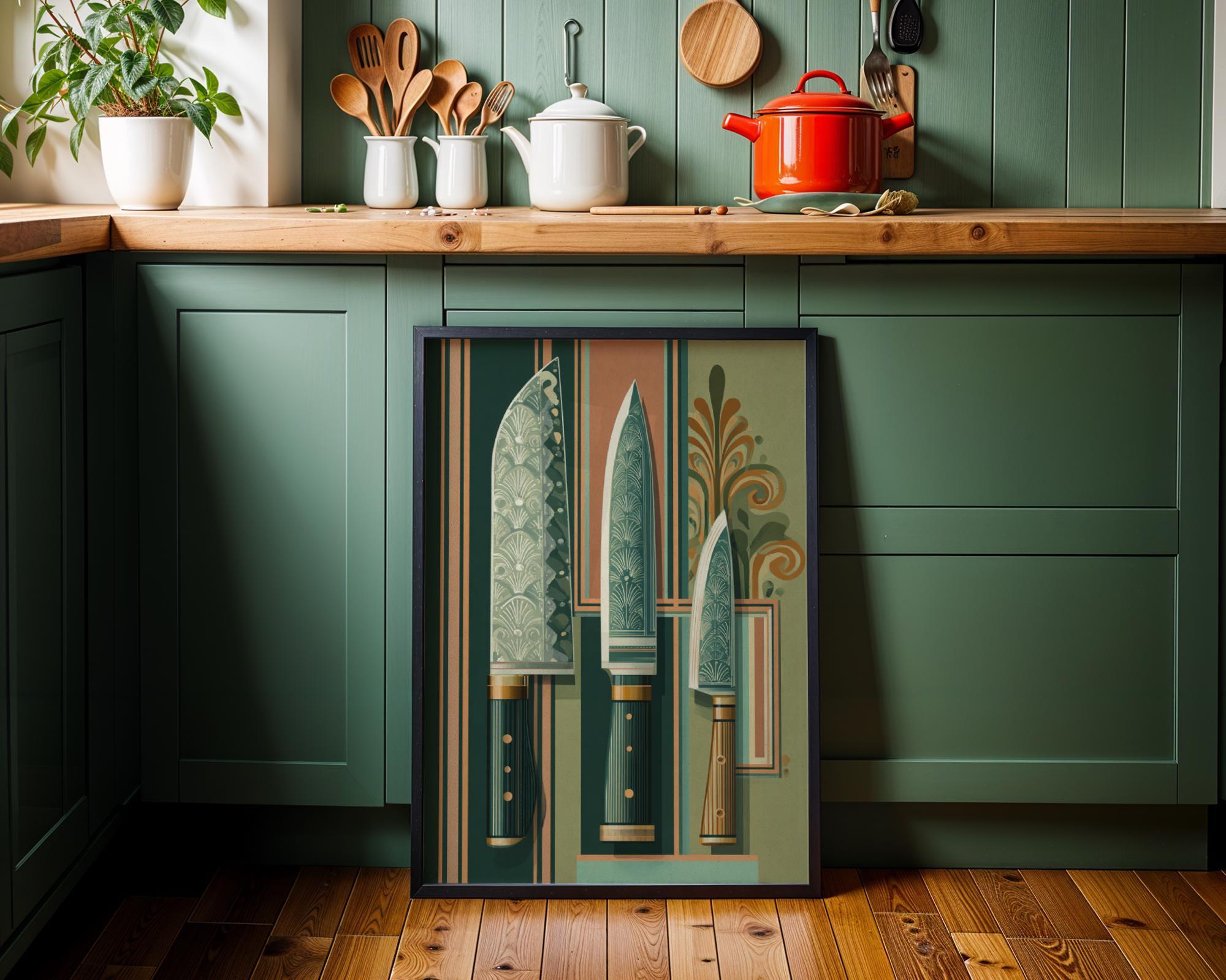 Art Deco Kitchen Knife Vintage Culinary Wall Art by The Wall Art Studio