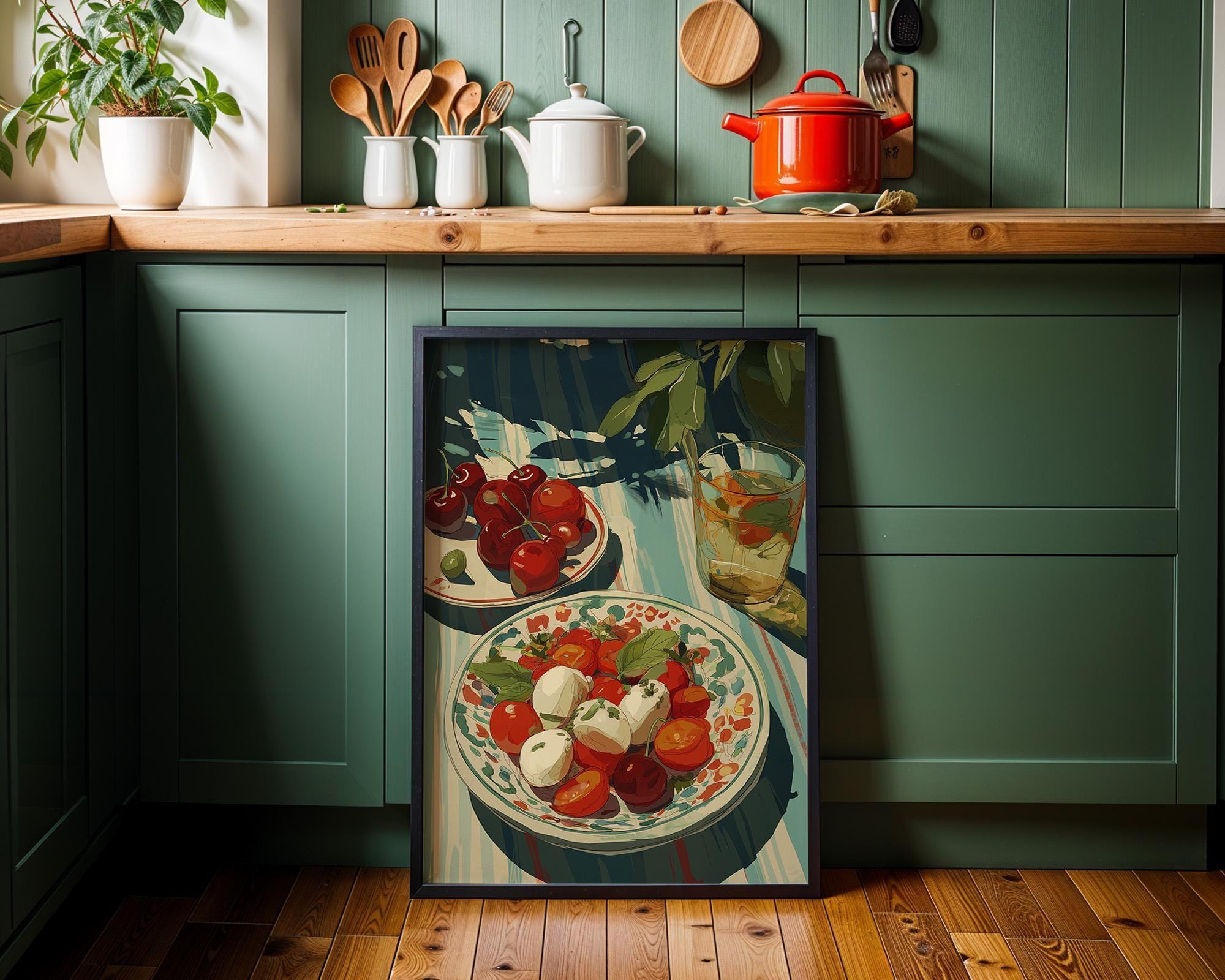 Mediterranean Kitchen Tomato Mozzarella Italian Food Wall Art