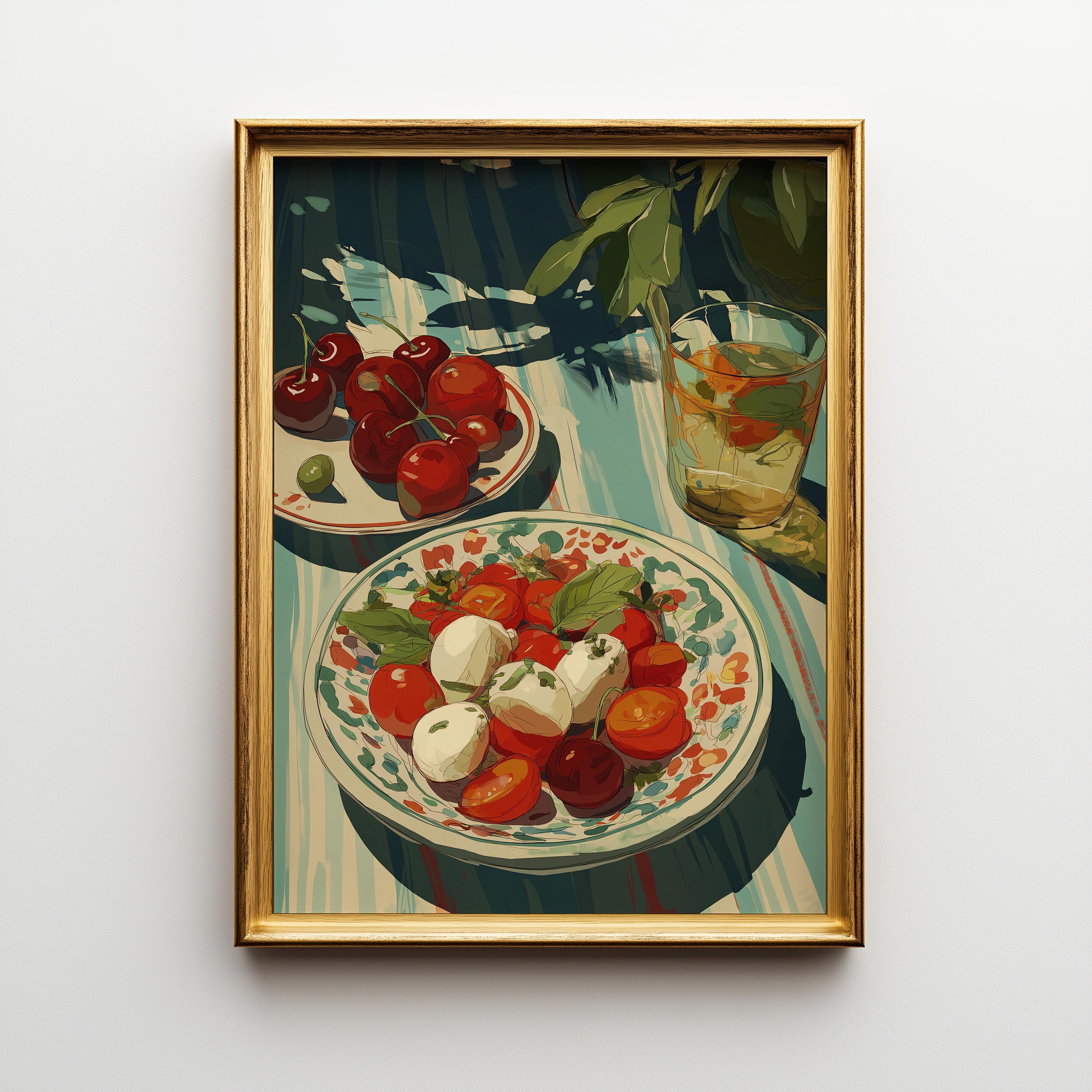 Mediterranean Kitchen Tomato Mozzarella Italian Food Wall Art