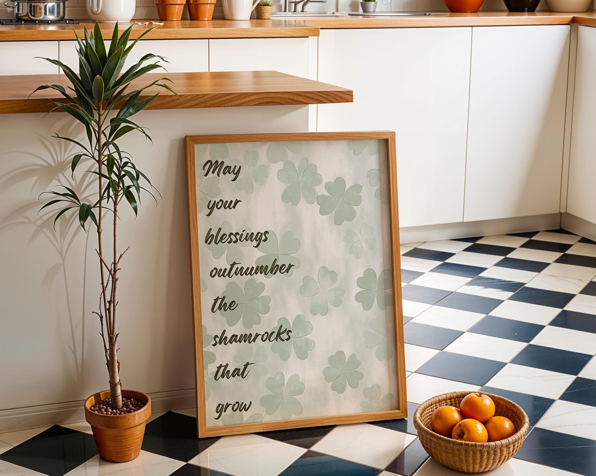 Irish Blessing Shamrock May Your Blessings Outnumber Quote Wall Art by The Wall Art Studio