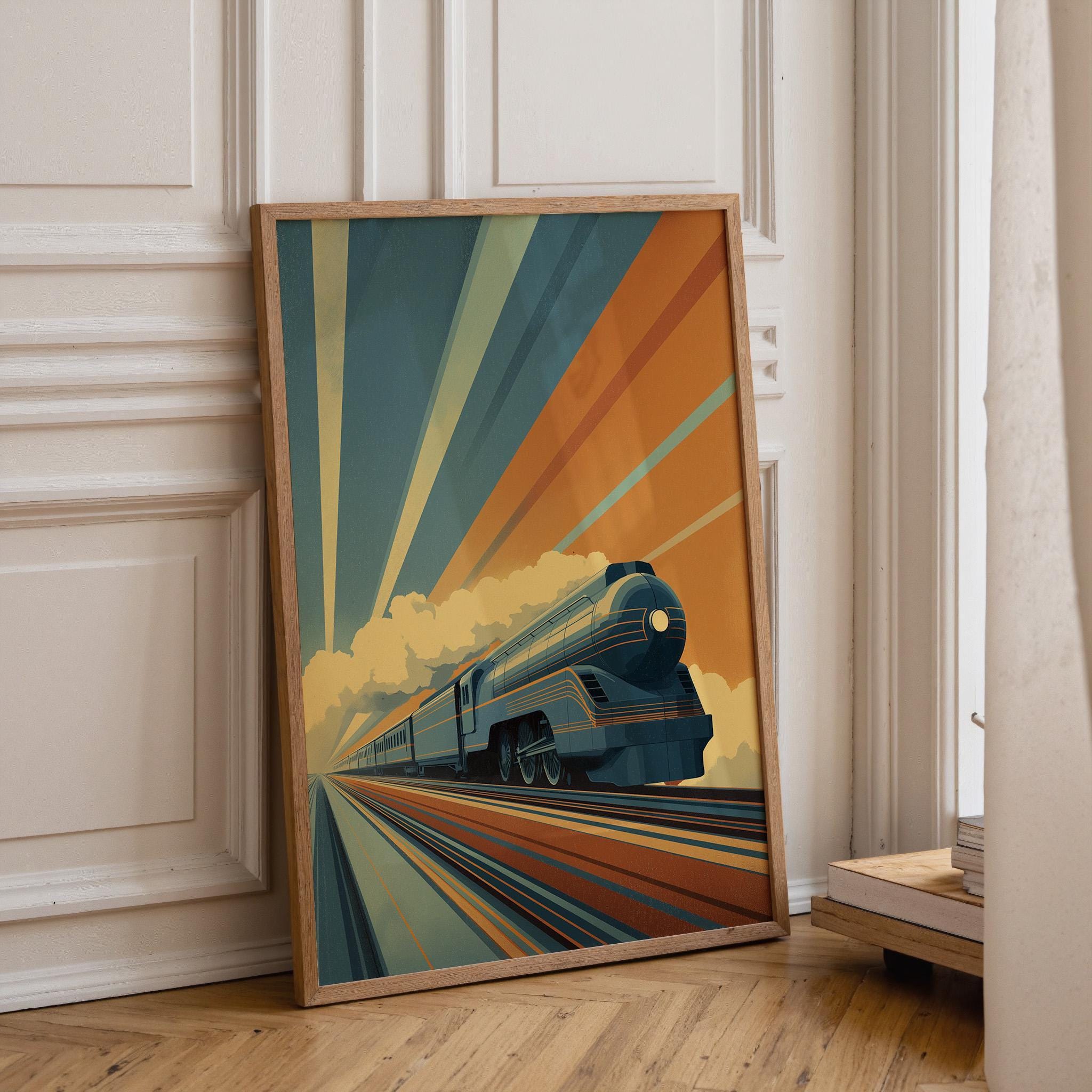 Art Deco Retro Train Streamline Railway Vintage Wall Art by The Wall Art Studio - physical