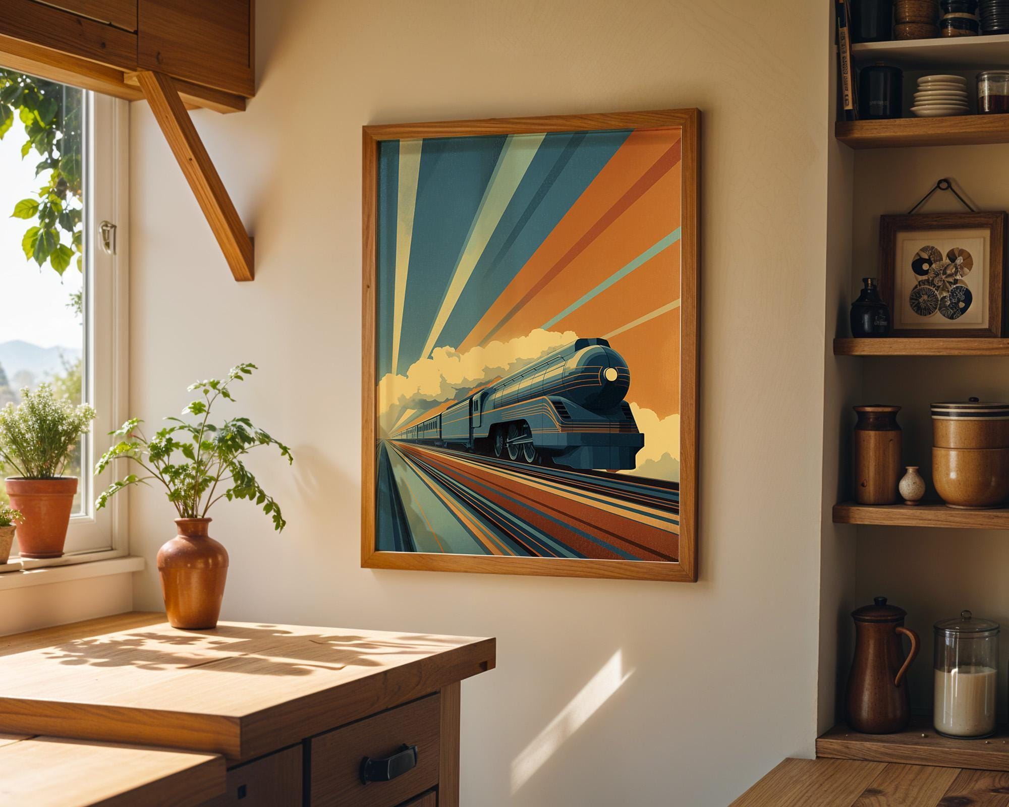 Art Deco Retro Train Streamline Railway Vintage Wall Art by The Wall Art Studio - physical