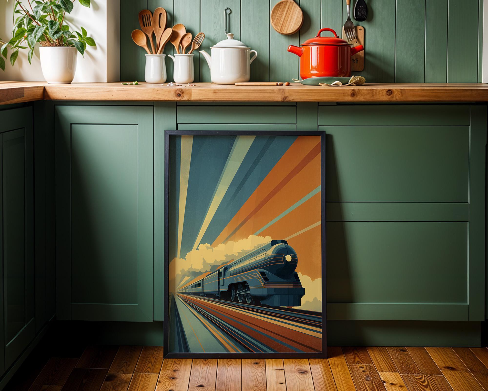 Art Deco Retro Train Streamline Railway Vintage Wall Art by The Wall Art Studio - physical
