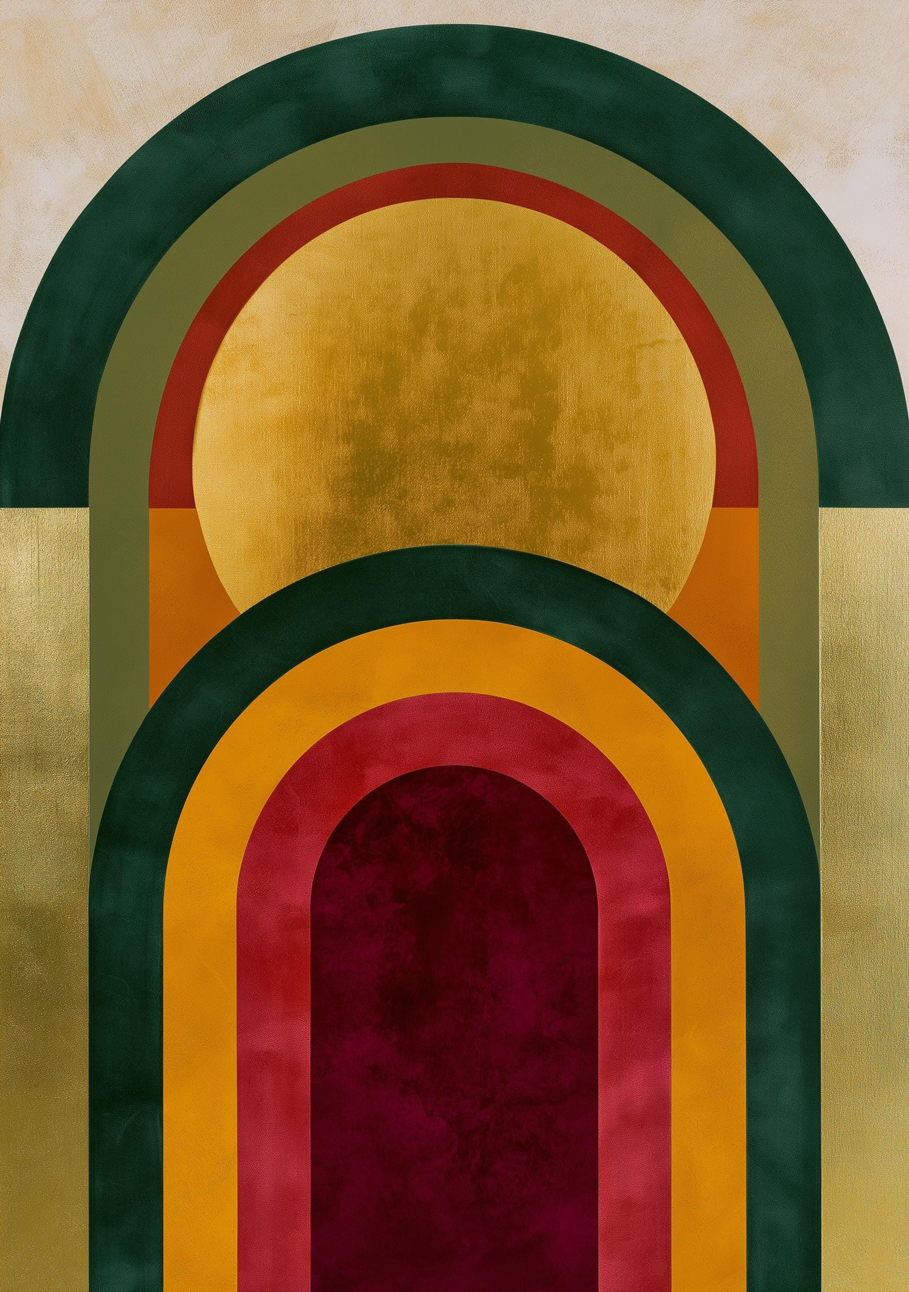 Abstract Mid Century Modern Neo Deco Geometric Arch Wall Art by The Wall Art Studio