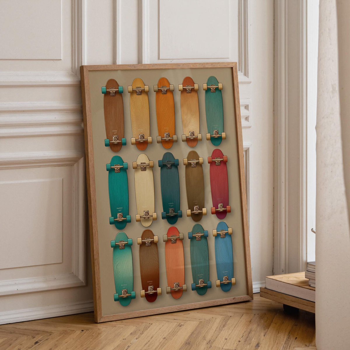 Vintage Skateboard Wall Art • Retro Longboard Collection Print • Mid-Century Sports Décor • Teen Room Artwork by The Wall...