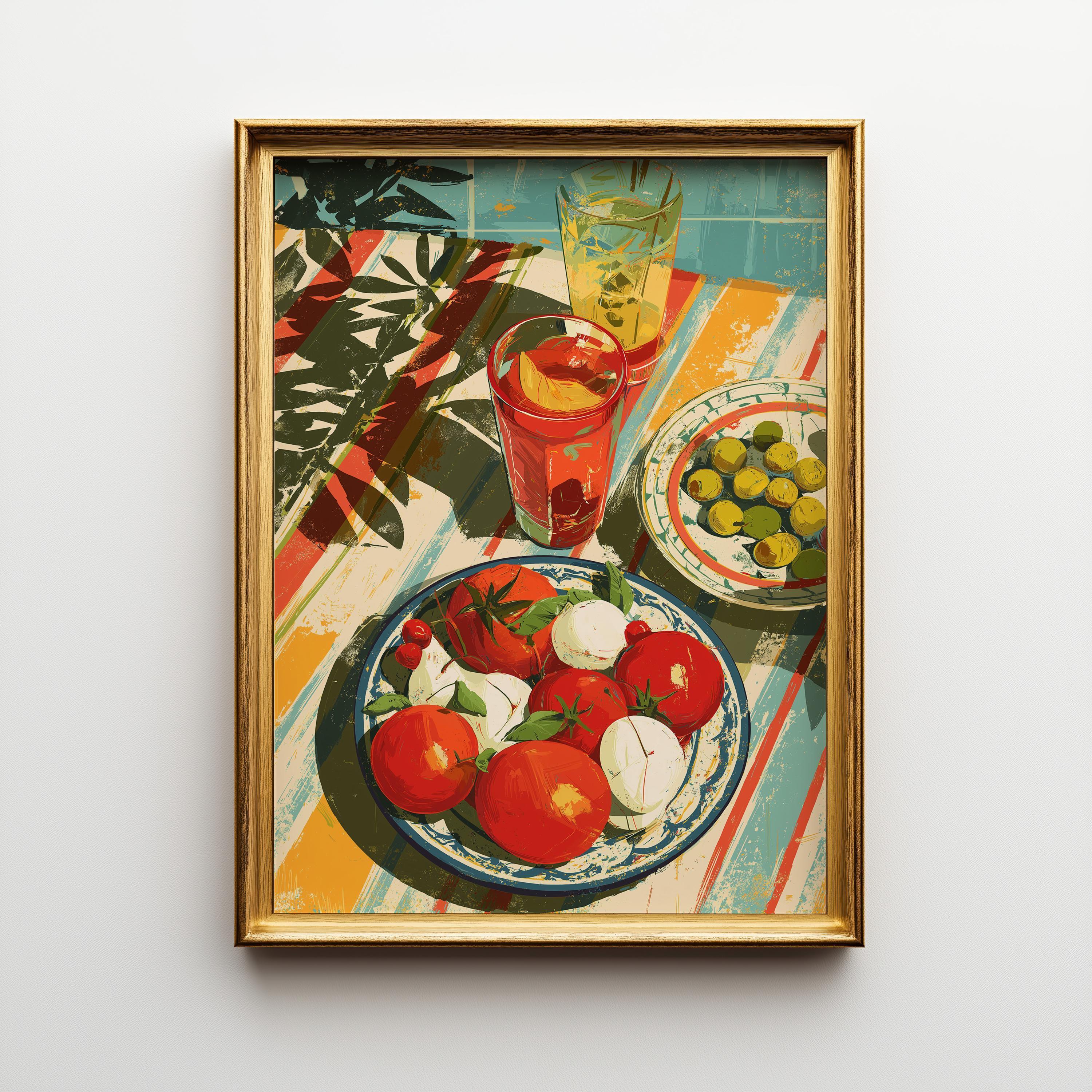 Mediterranean Kitchen Tomato Mozzarella Italian Food Wall Art