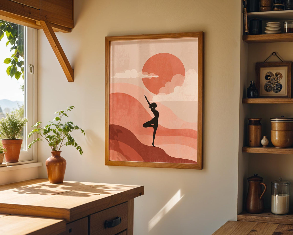 Pink Yoga Minimalist Meditation Boho Wellness Wall Art