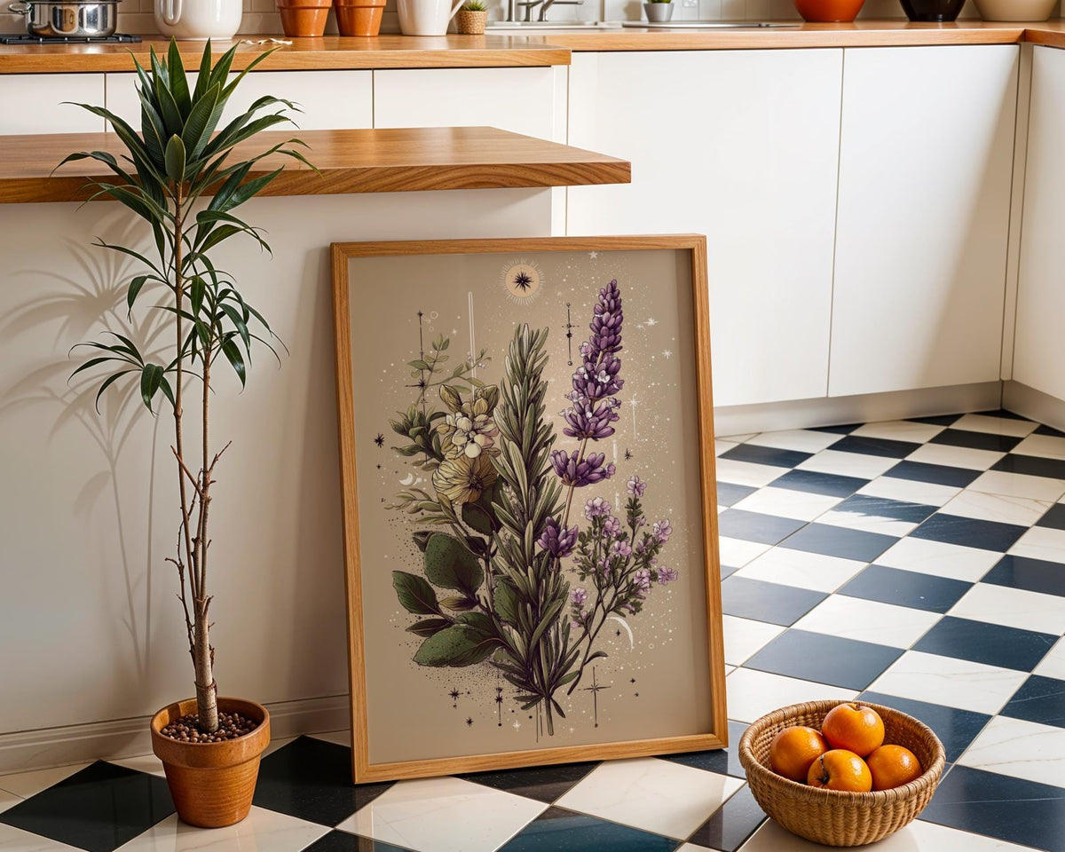 Celestial Herbal Botanical Kitchen Witch Astrology Wall Art by The Wall Art Studio