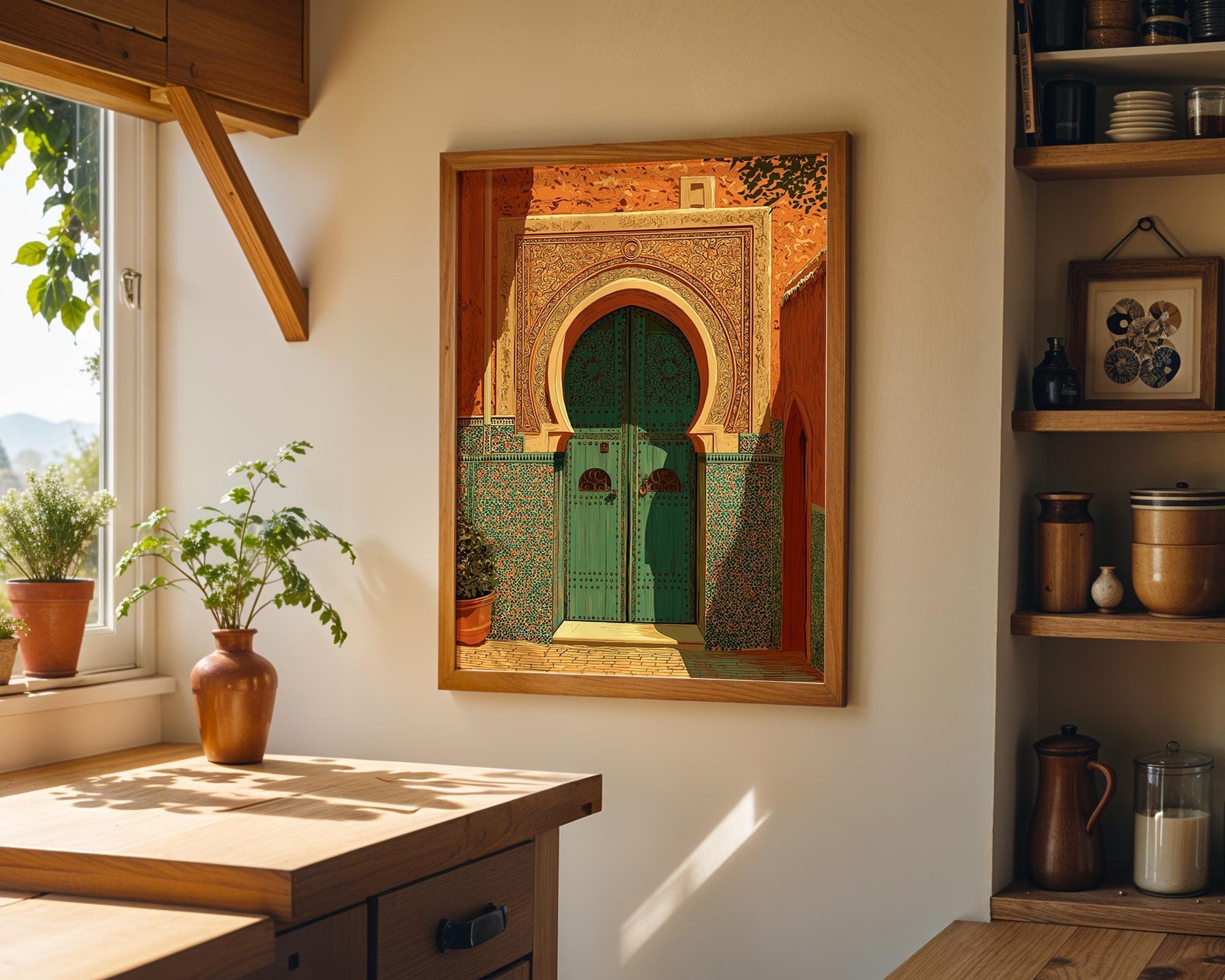 Moroccan Green Door Marrakech Architecture Wall Art by The Wall Art Studio