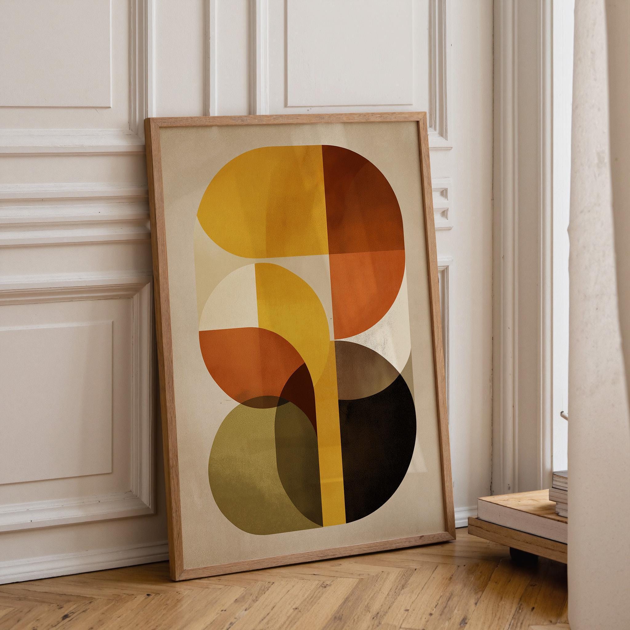 Mid-Century Modern Retro Abstract Geometric Wall Art by The Wall Art Studio - physical