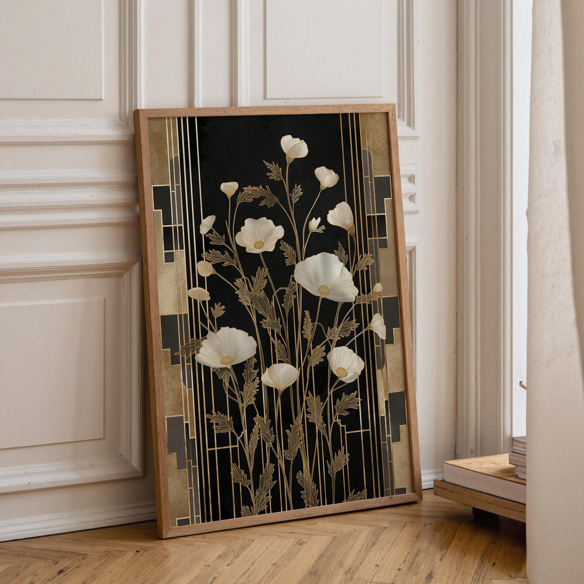 Art Deco Gold Botanical Ginkgo Leaf Wall Art by The Wall Art Studio