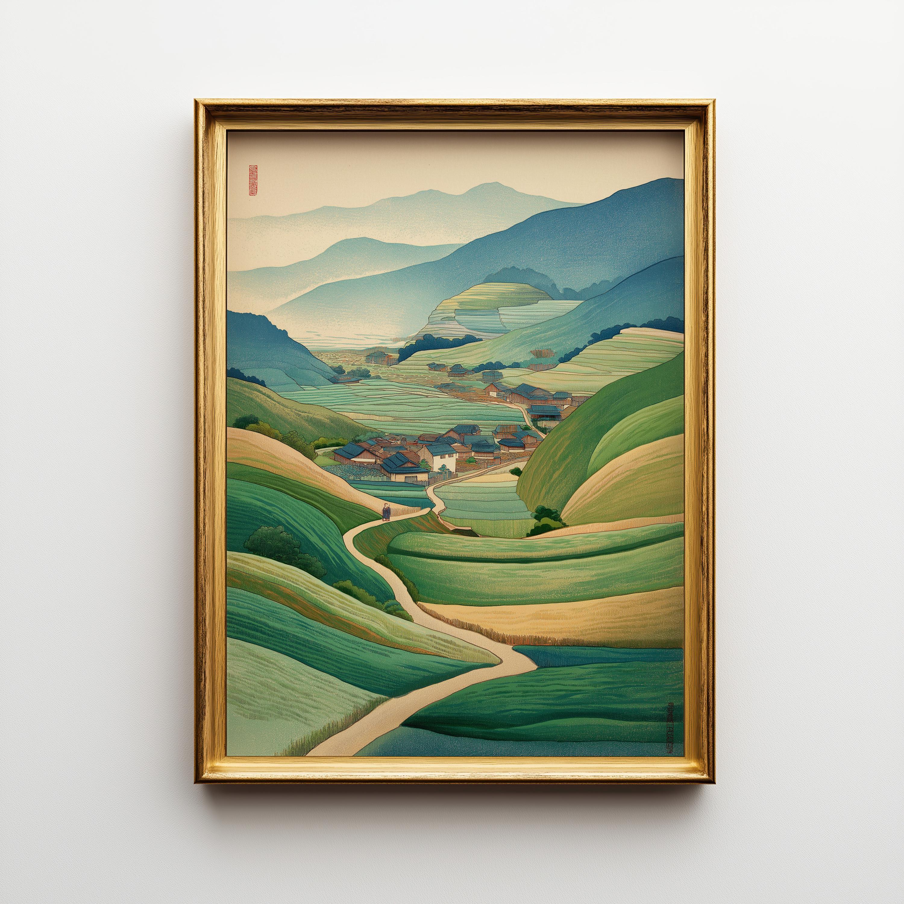 Minimalist Japanese Tree Landscape Wall Art by The Wall Art Studio