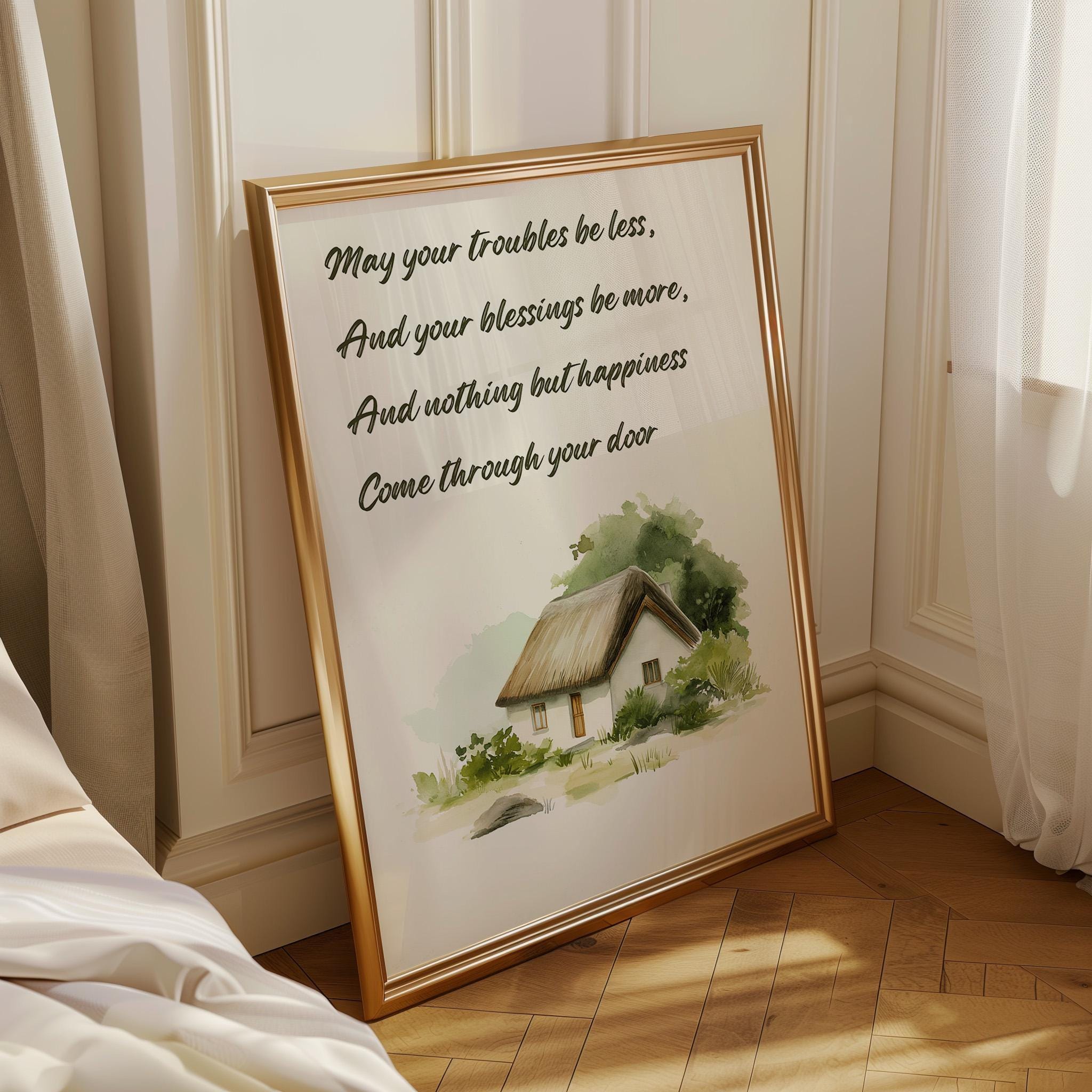 Irish Blessing May Troubles Be Less Inspirational Quote Wall Art by The Wall Art Studio