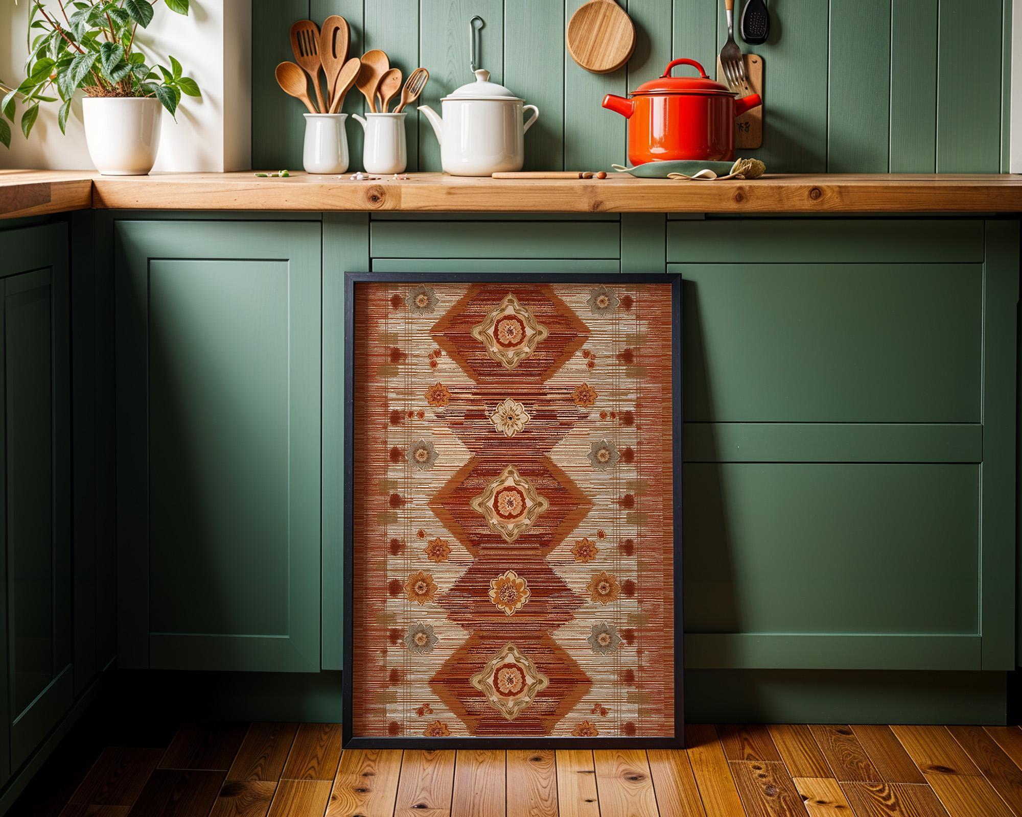 Moroccan Boho Terracotta Geometric Neutral Tribal Wall Art by The Wall Art Studio