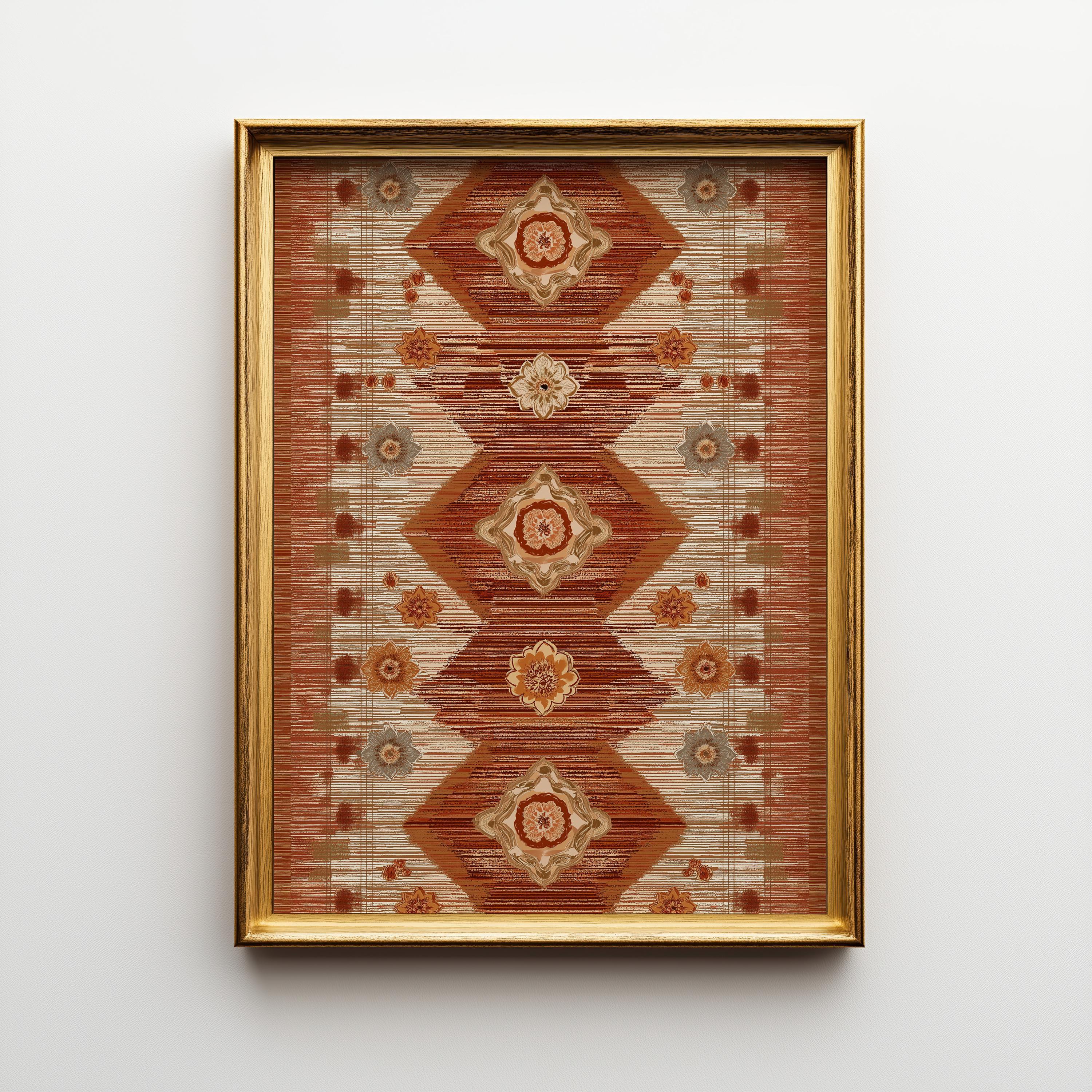 Moroccan Boho Terracotta Geometric Neutral Tribal Wall Art by The Wall Art Studio