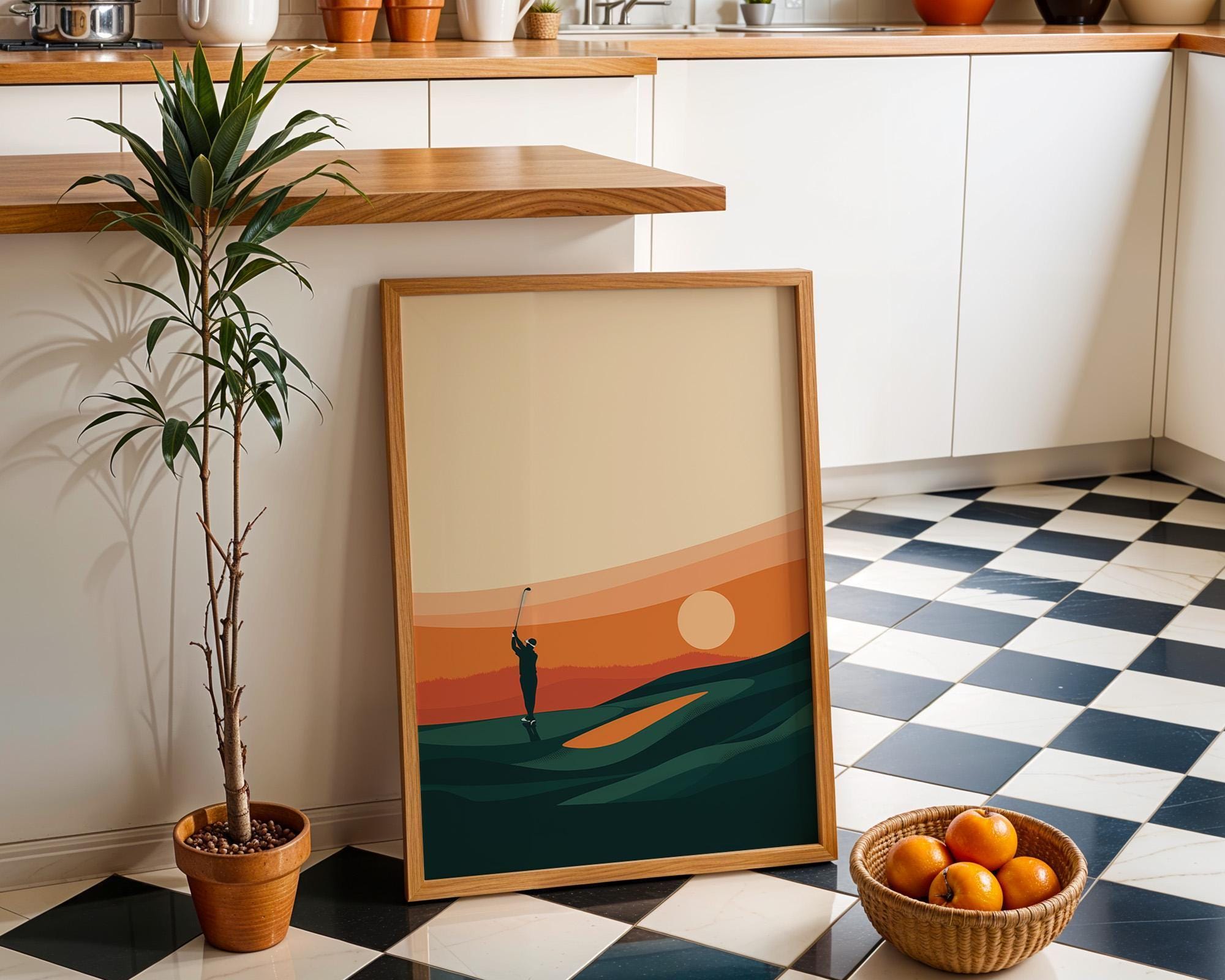 Minimalist Golf Modern Sunset Golf Course Wall Art