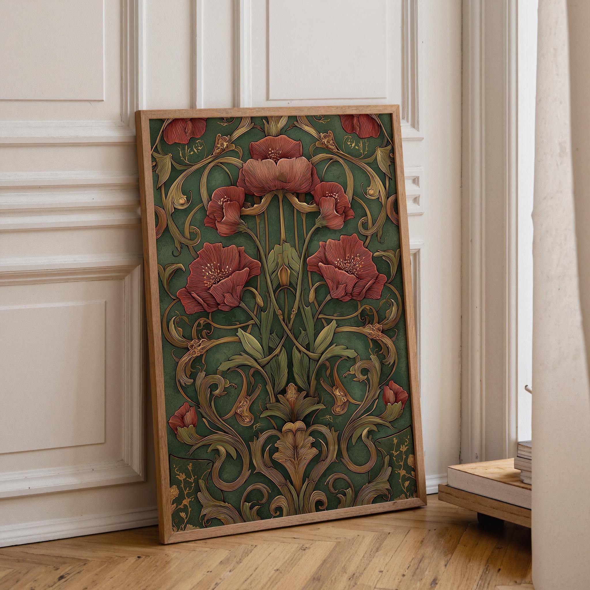 Art Nouveau Thistle Botanical William Morris Style Botanical Wall Art