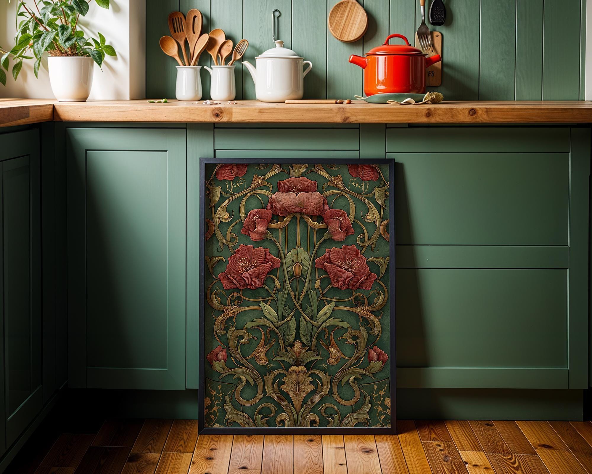 Art Nouveau Thistle Botanical William Morris Style Botanical Wall Art