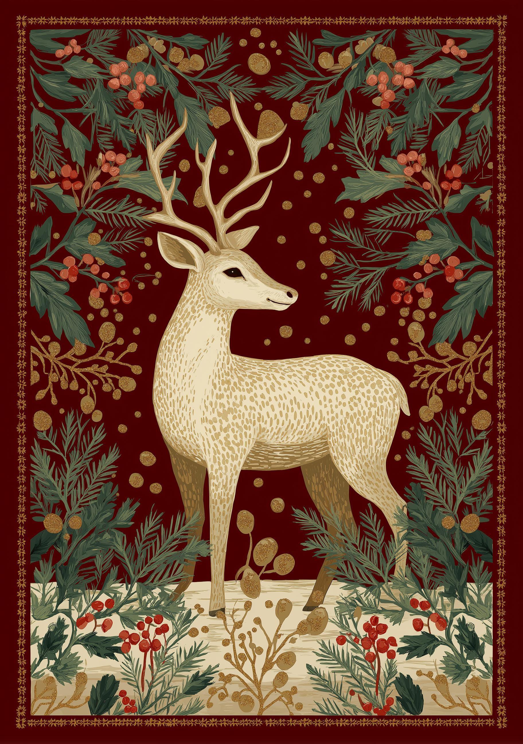 Scandinavian Christmas Reindeer Wall Art by The Wall Art Studio