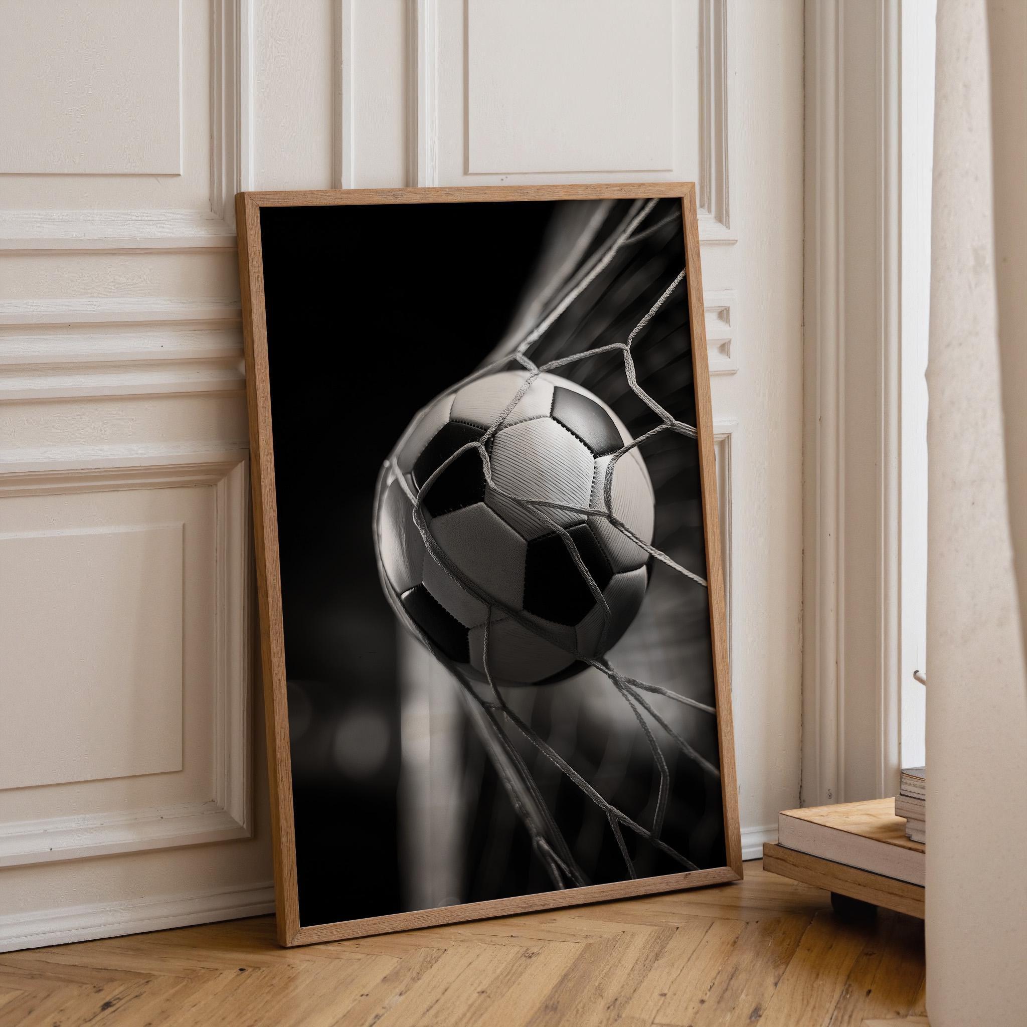 Football Soccer Goal Black & White Sports Photography Wall Art by The Wall Art Studio - physical