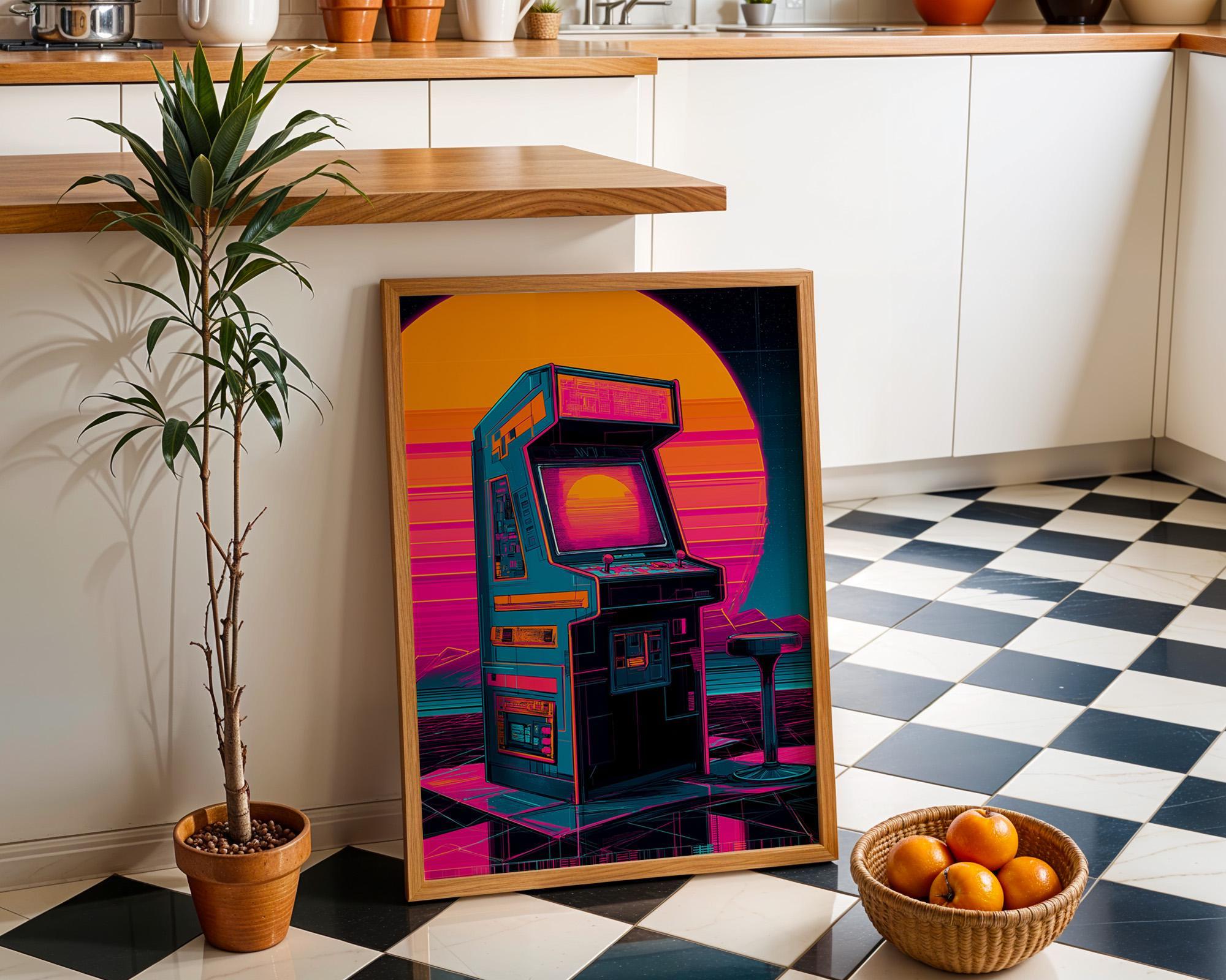 Neon Vaporwave Retro Arcade Machine Wall Art by The Wall Art Studio