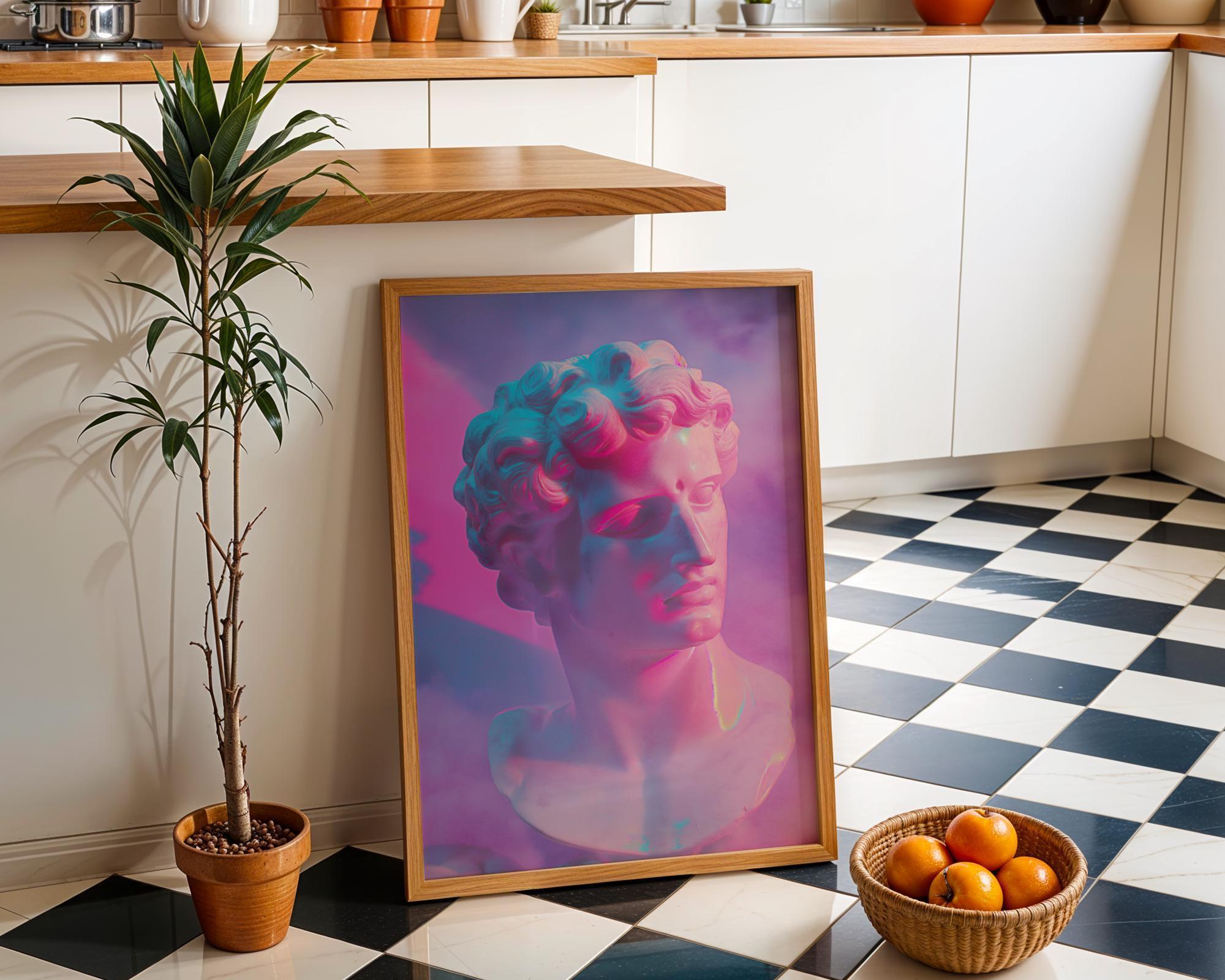 Vaporwave Statue Classical Bust Retro Futuristic Wall Art by The Wall Art Studio