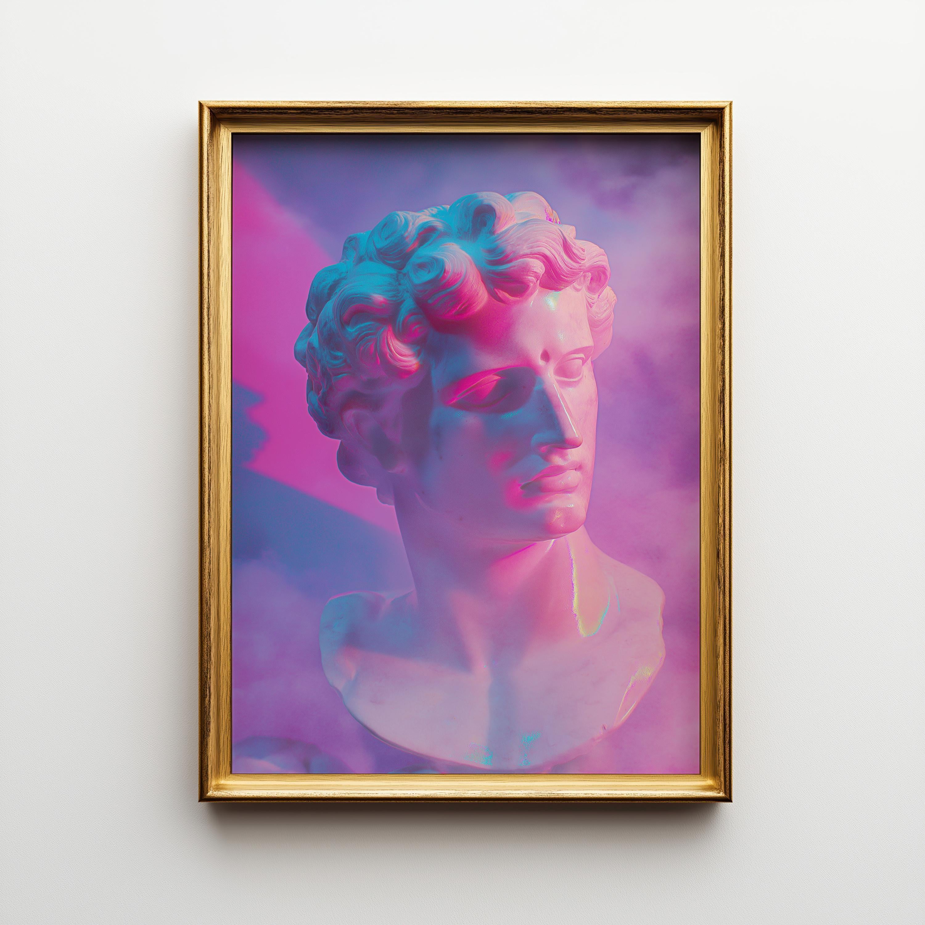 Vaporwave Statue Classical Bust Retro Futuristic Wall Art by The Wall Art Studio