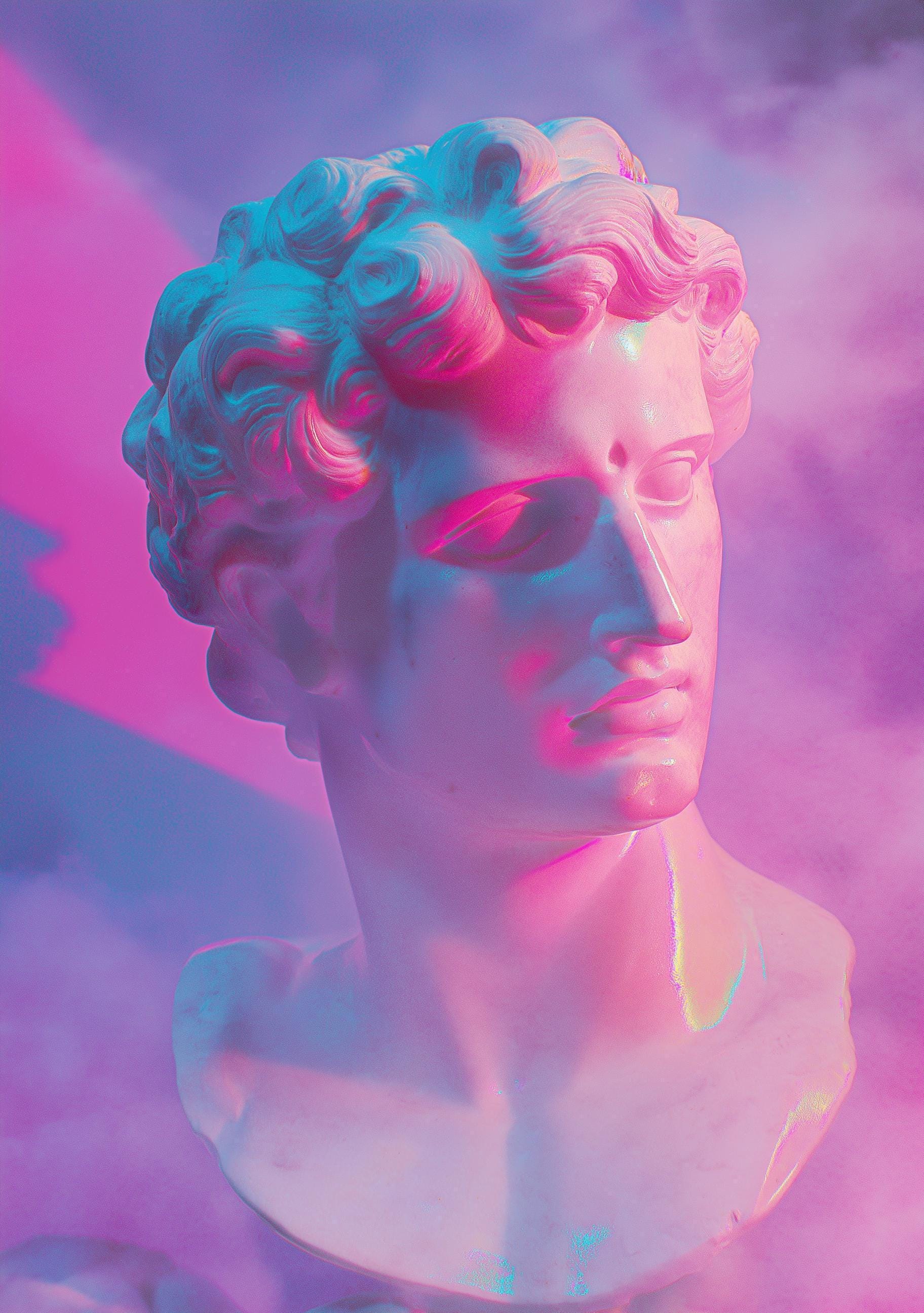 Vaporwave Statue Classical Bust Retro Futuristic Wall Art by The Wall Art Studio