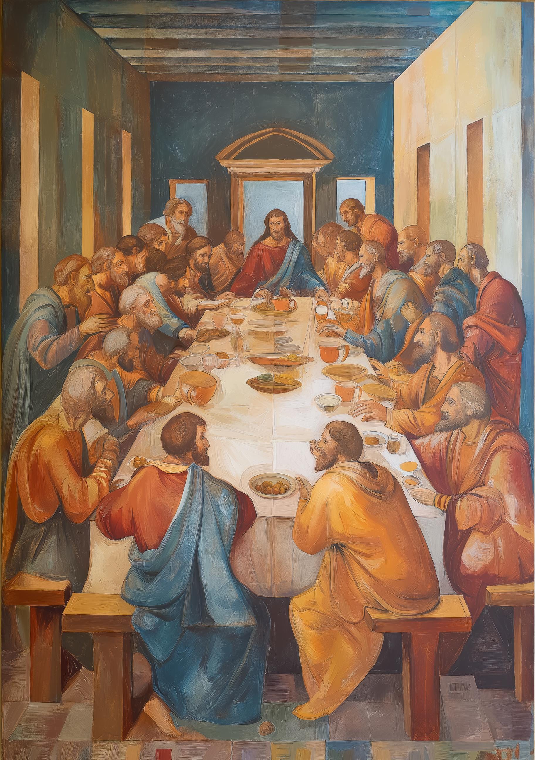 Last Supper Christian Jesus and Disciples Biblical Wall Art by The Wall Art Studio