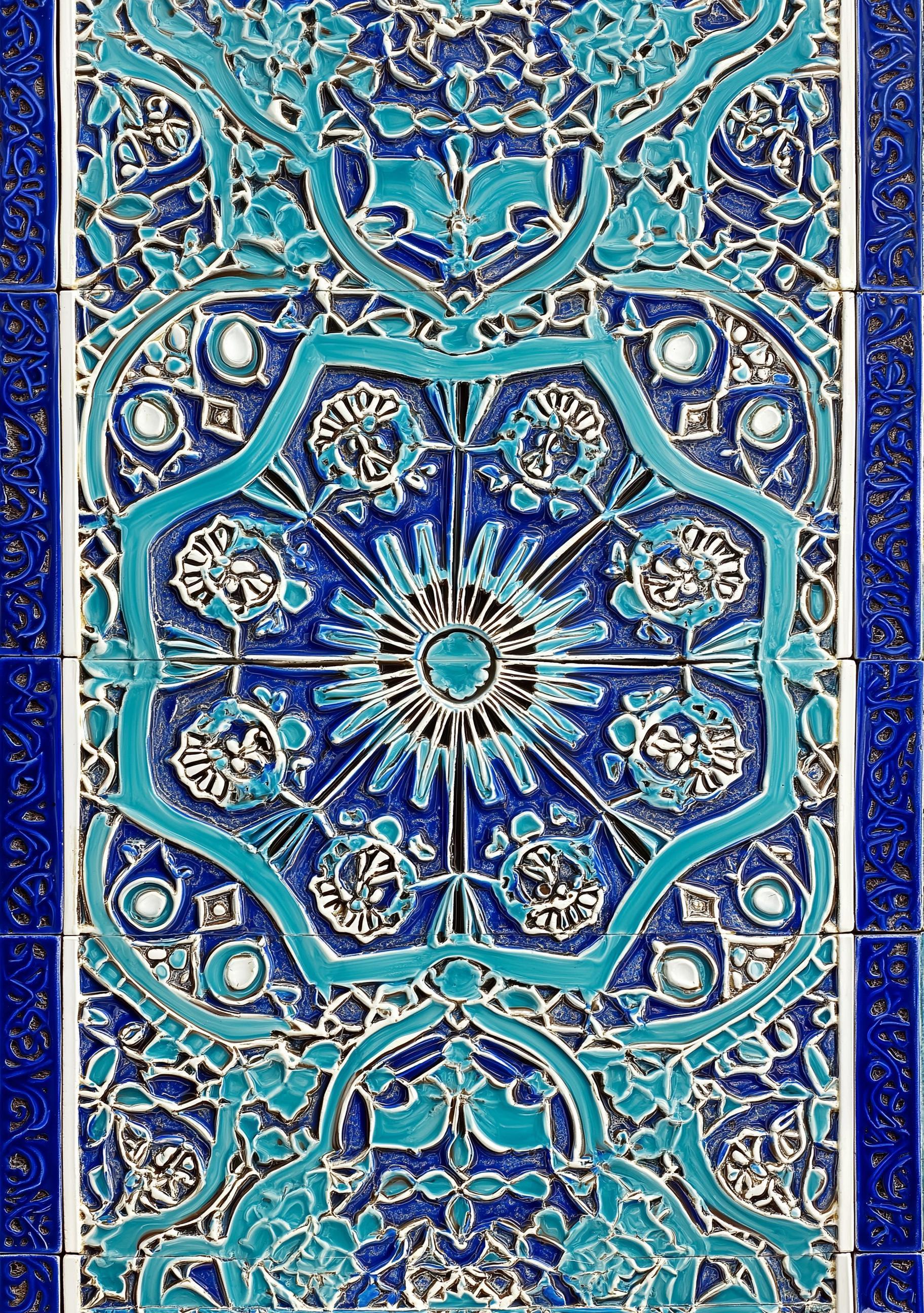 Moroccan Tile Blue Mosaic Arch Moorish Architecture Wall Art by The Wall Art Studio