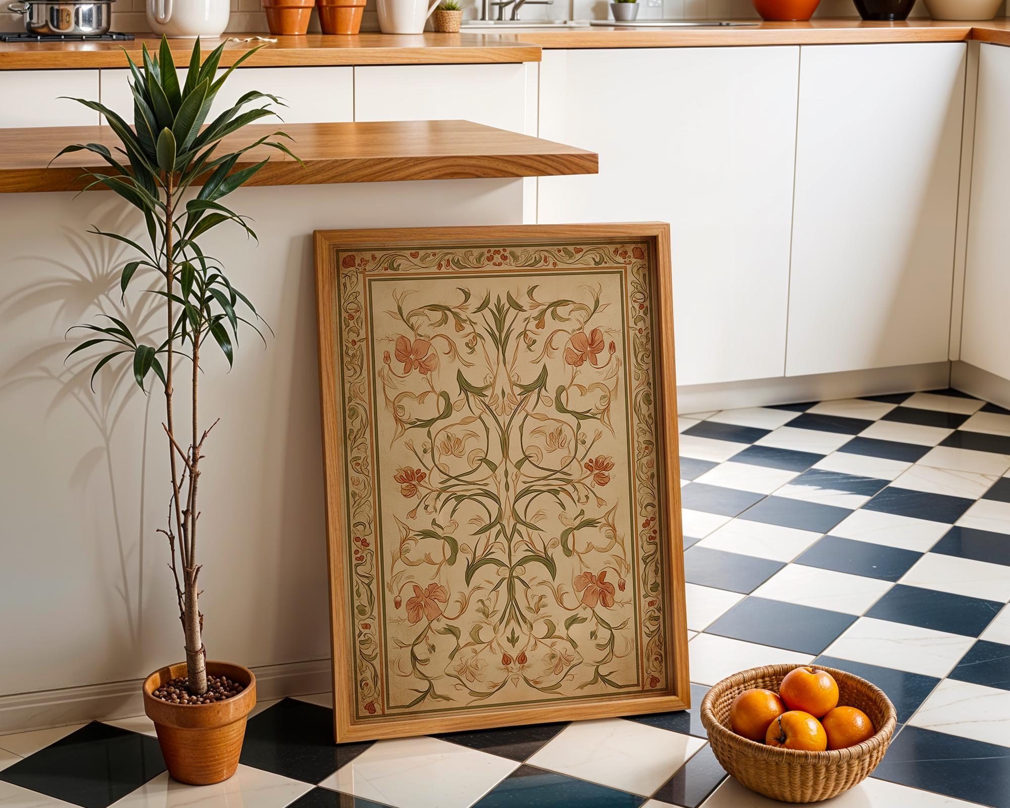 Art Nouveau Thistle Botanical William Morris Style Floral Vintage Wall Art