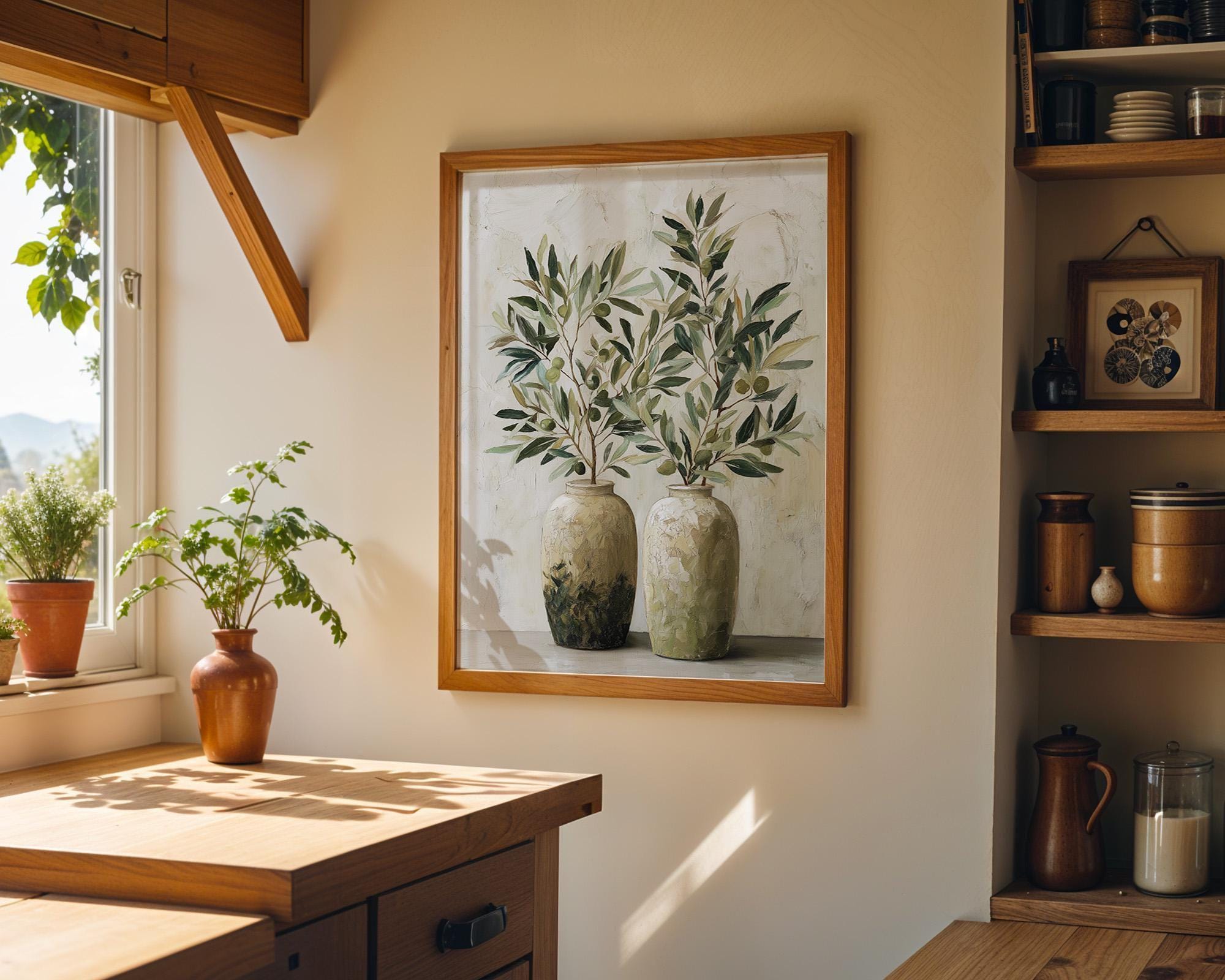 Olive Tree Vase Mediterranean Botanical Wall Art by The Wall Art Studio - physical