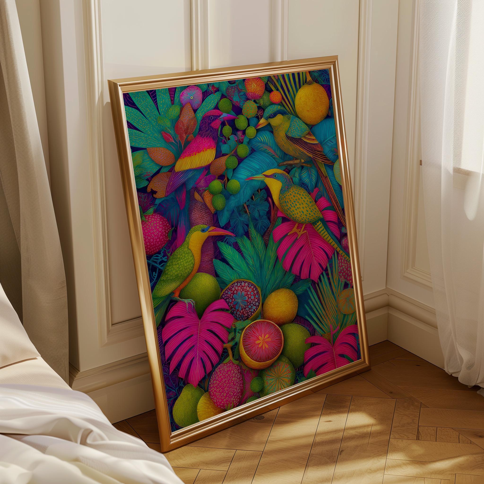 Maximalist Tropical Colorful Jungle Bird Wall Art by The Wall Art Studio - physical
