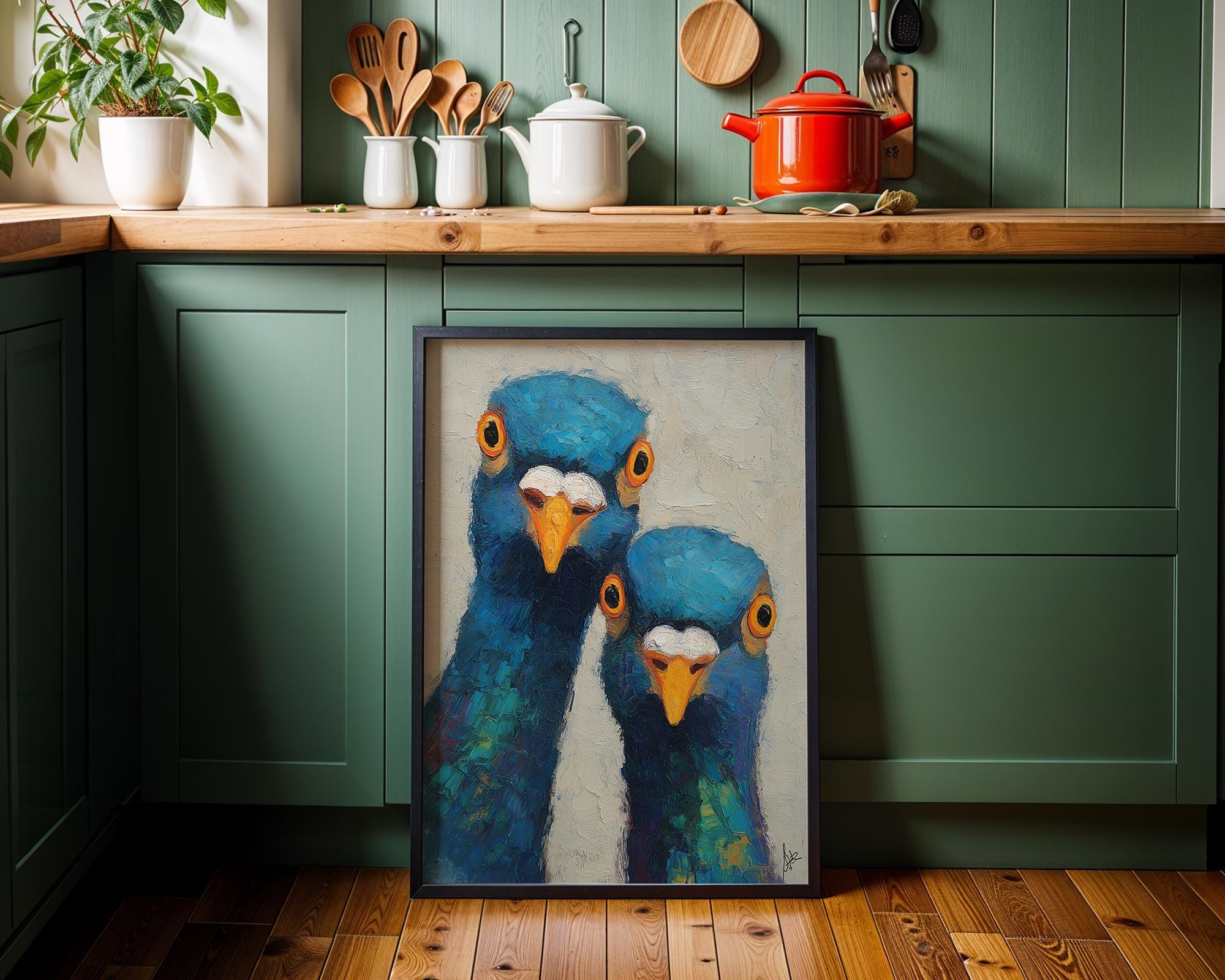Funny Pigeon Colourful Quirky Animal Modern Bird Wall Art
