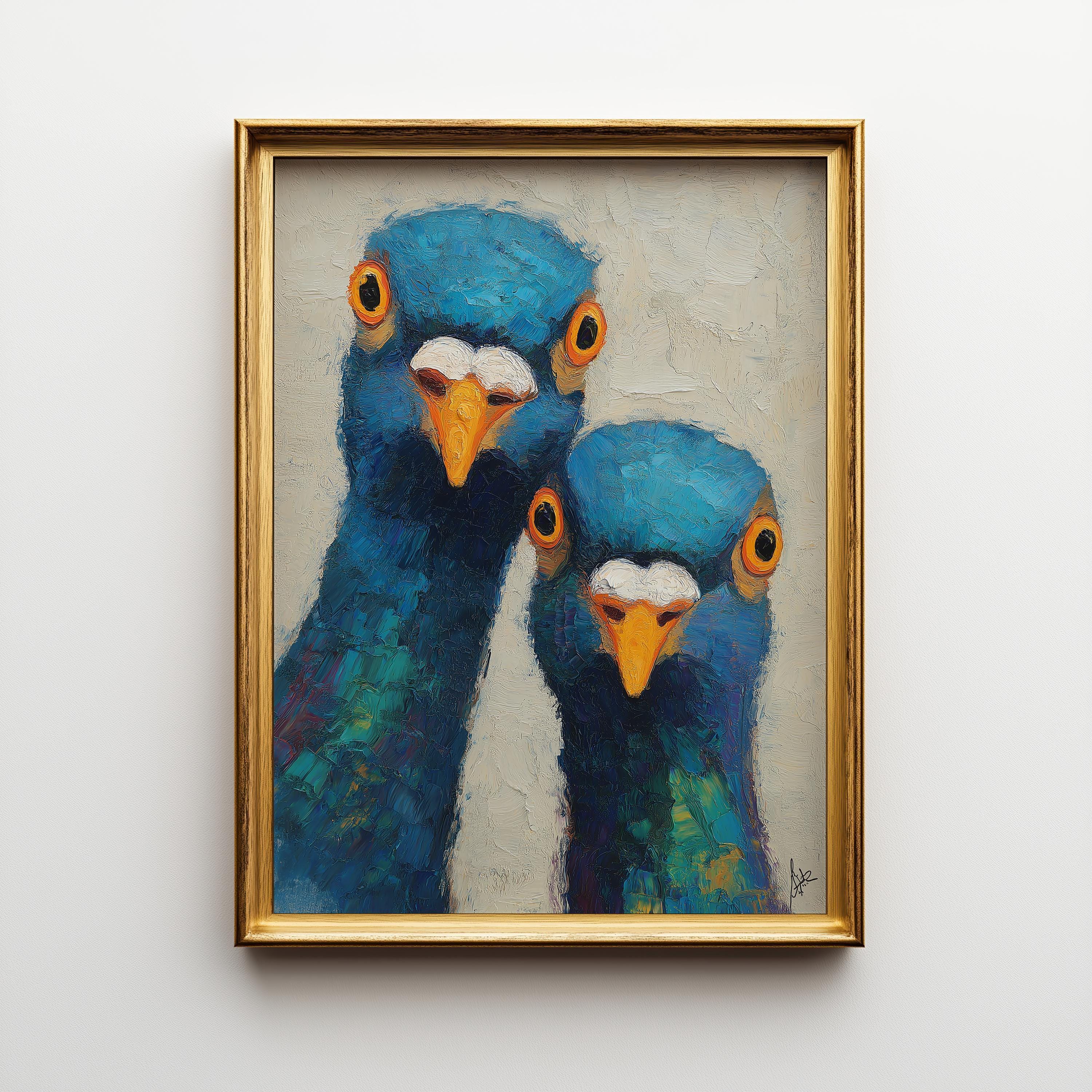 Funny Pigeon Colourful Quirky Animal Modern Bird Wall Art