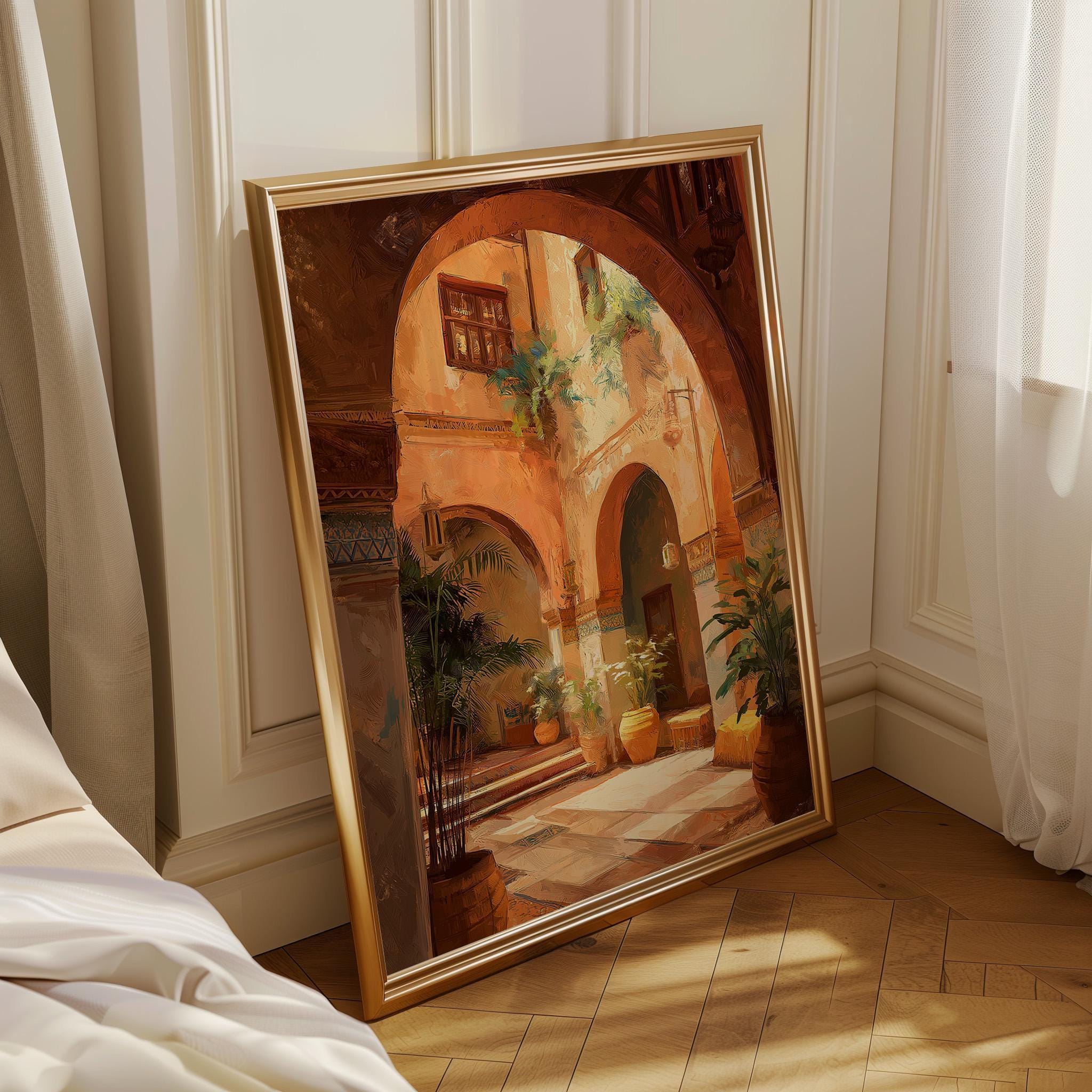 Moroccan Courtyard Terracotta Archway Wall Art by The Wall Art Studio