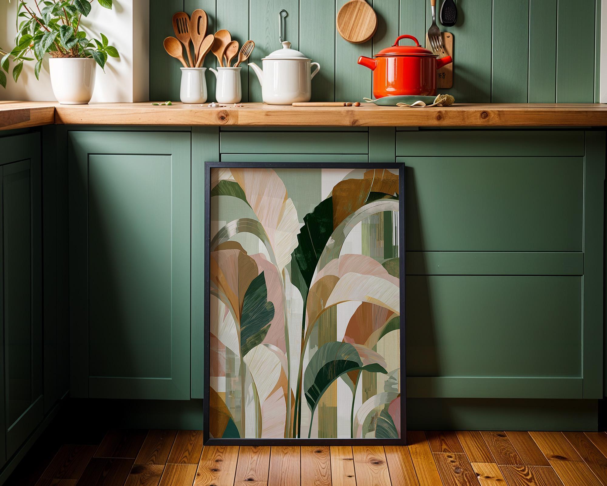Art Deco Green Botanical Ginkgo Leaf Wall Art by The Wall Art Studio