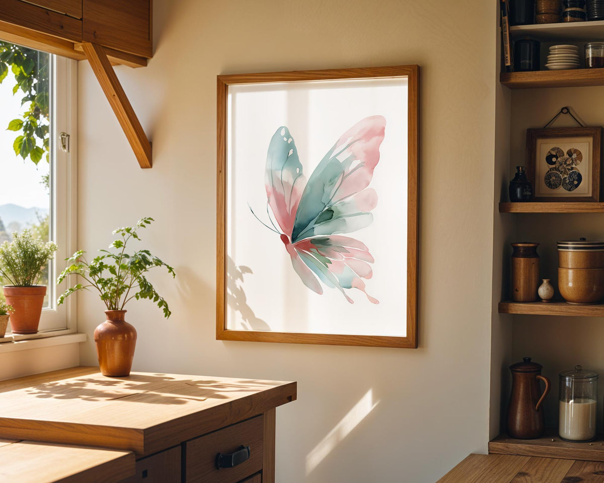 Minimal Watercolour Butterfly Pastel Butterfly Scandinavian Wall Art