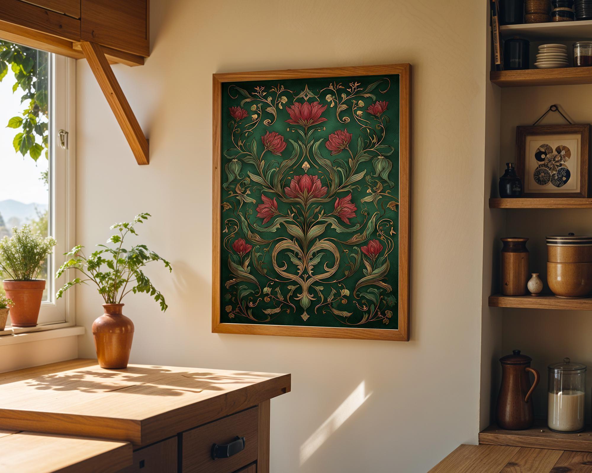 Art Nouveau Thistle Botanical William Morris Style Floral Wall Art