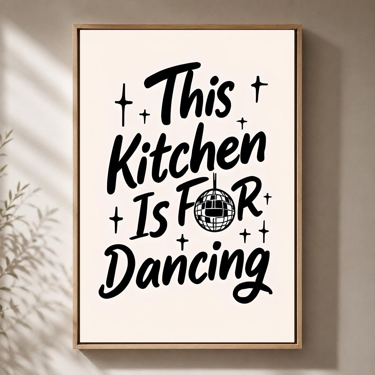 Retro This Kitchen is for Dancing Quote Framed Canvas by The Wall Art Studio - physical