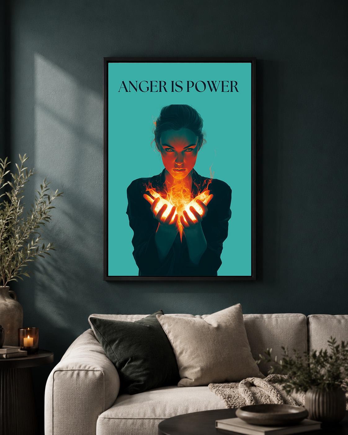 Anger Is Power Feminist Empowerment Protest Framed Canvas by The Wall Art Studio - physical