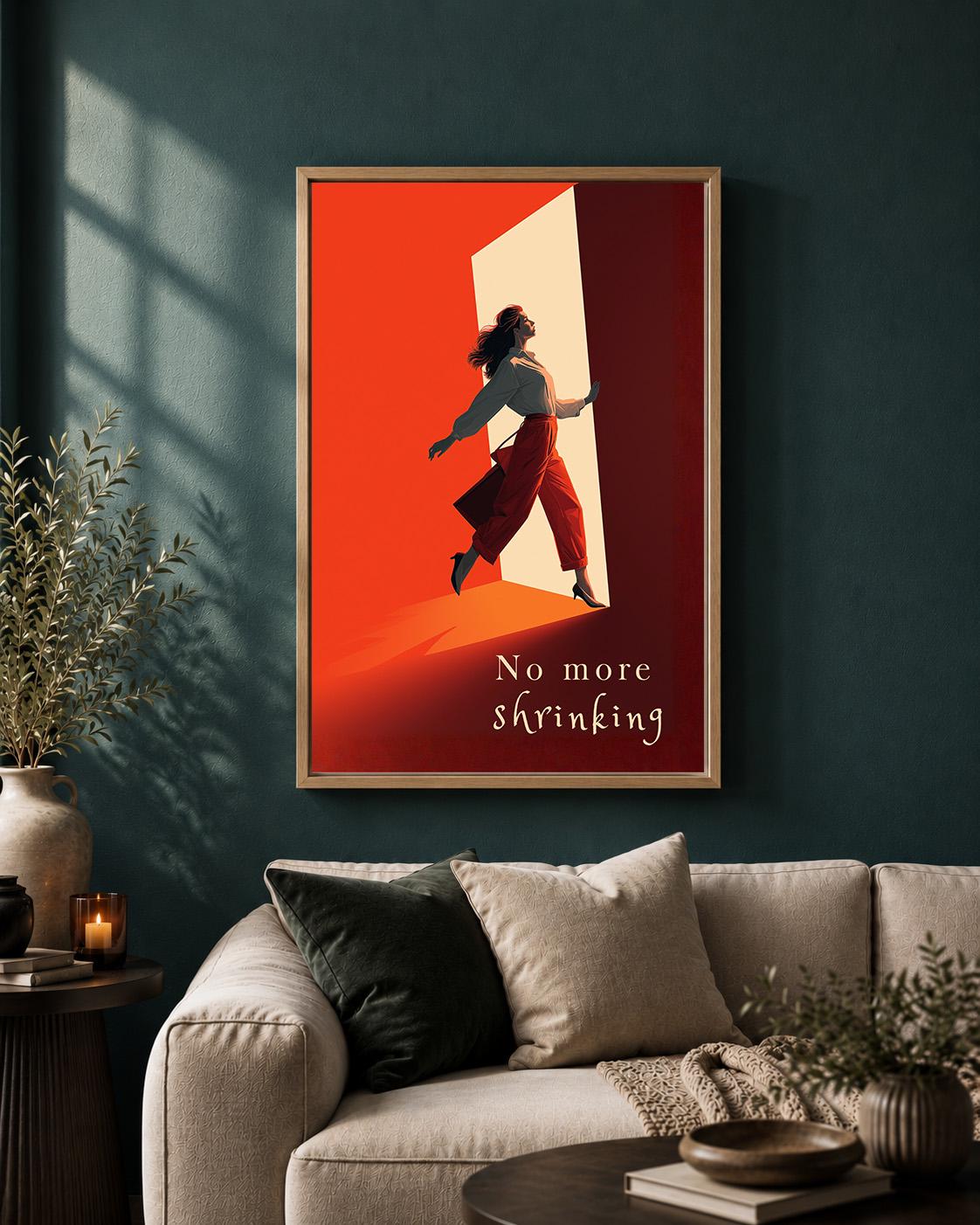 "No More Shrinking" Feminist Empowerment Framed Canvas by The Wall Art Studio - physical